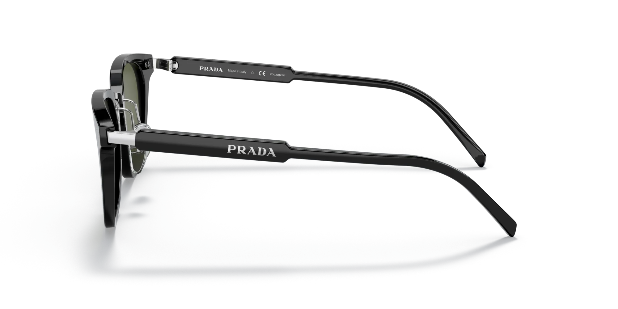 Prada PR 17YS 1AB03R Occhiali da sole Acetato Nero Verde Pantos Polarizzata - immagine 4
