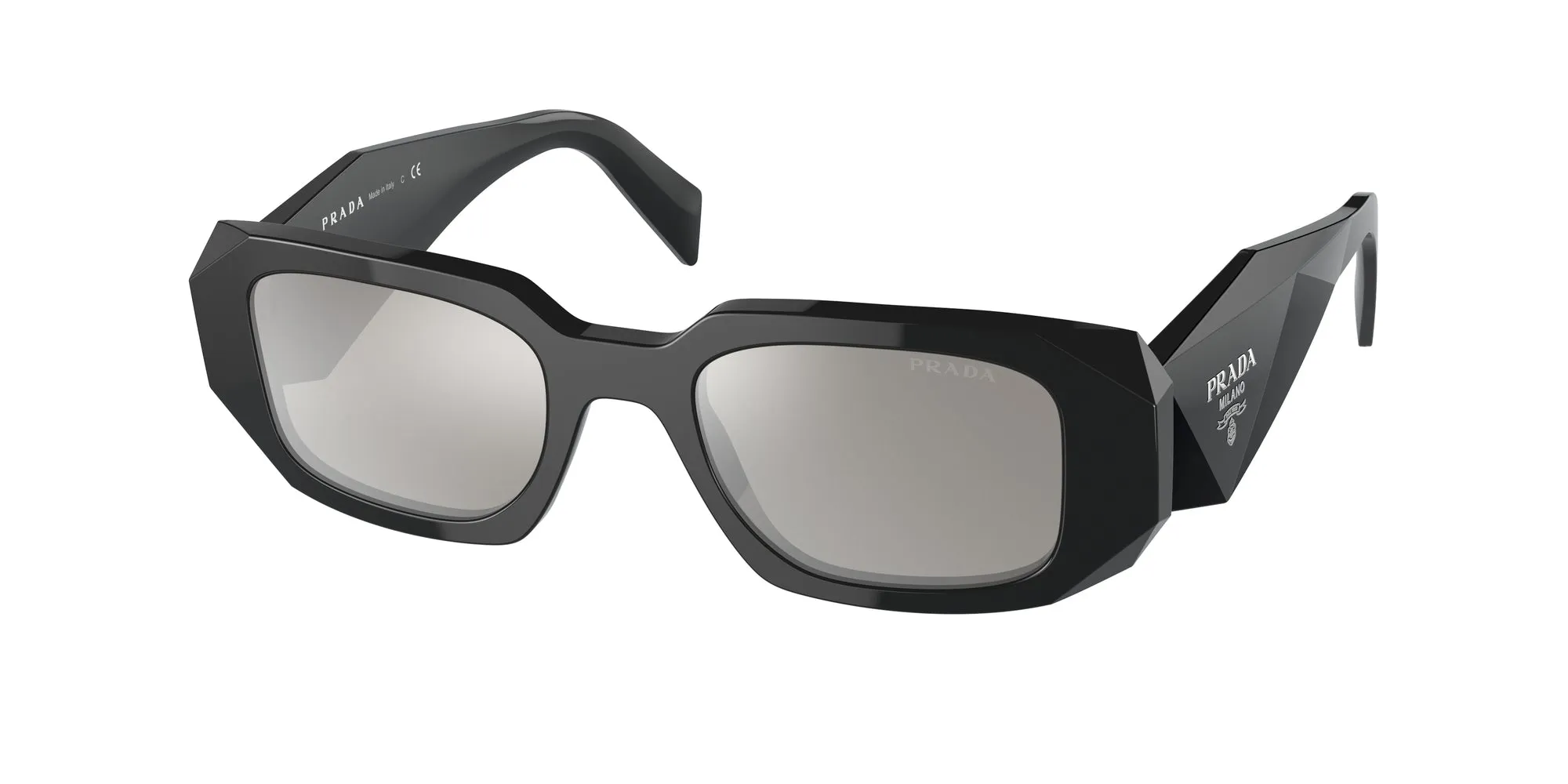 Prada PR 17WS 1AB2B0 Occhiali da sole Acetato Nero Grigio Squadrata Specchiate - immagine 1