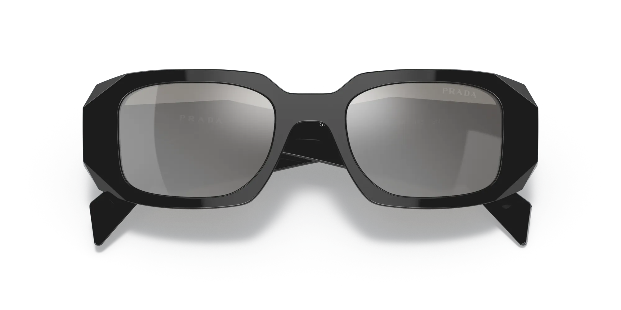 Prada PR 17WS 1AB2B0 Occhiali da sole Acetato Nero Grigio Squadrata Specchiate - immagine 2