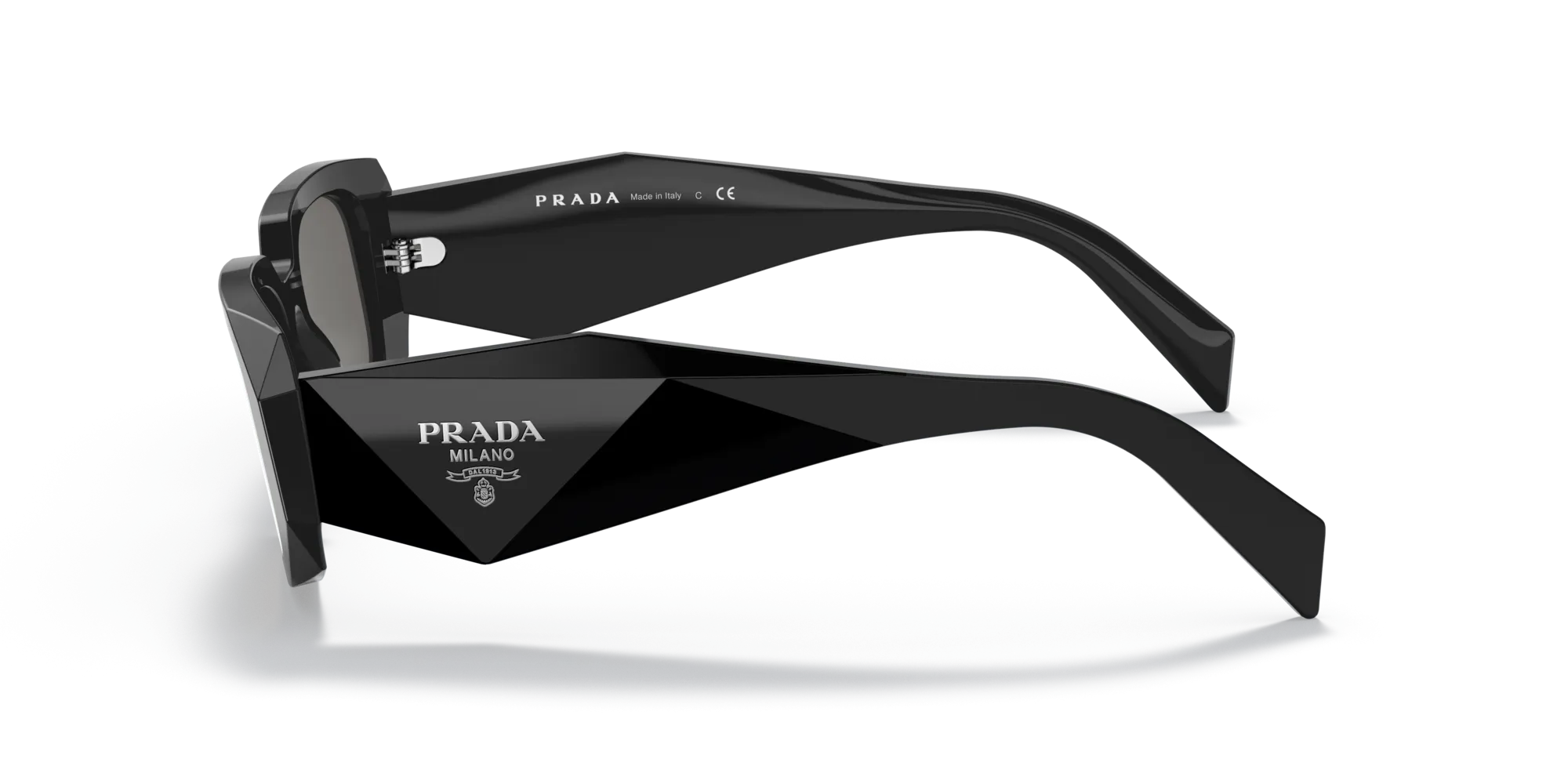 Prada PR 17WS 1AB2B0 Occhiali da sole Acetato Nero Grigio Squadrata Specchiate - immagine 4