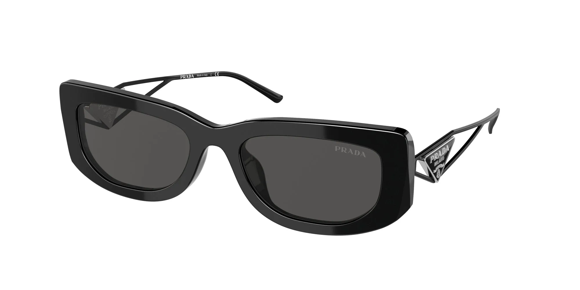 Prada PR 14YS 1AB5S0 Occhiali da sole Acetato Nero Grigio Squadrata Normale - immagine 1