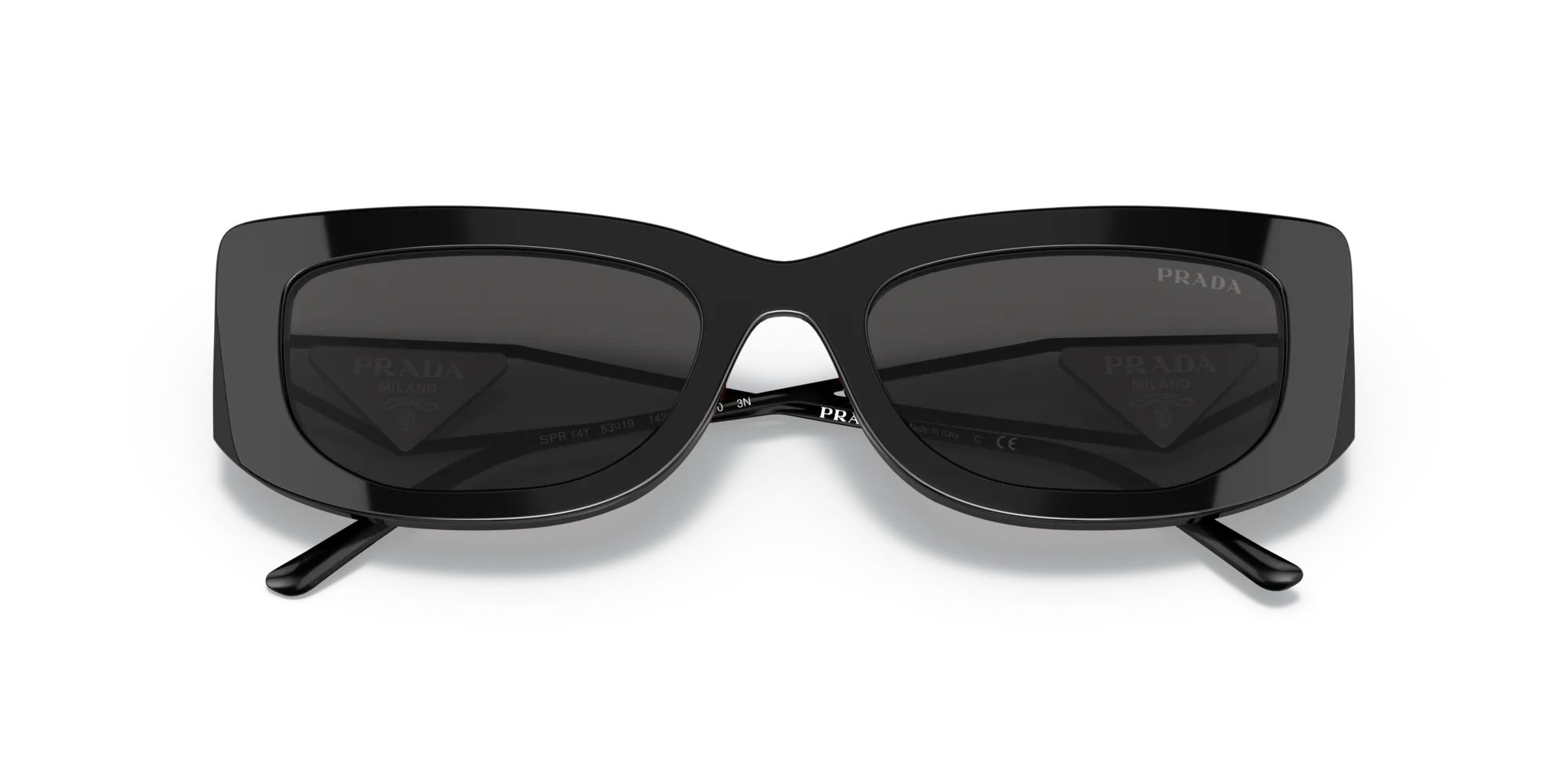 Prada PR 14YS 1AB5S0 Occhiali da sole Acetato Nero Grigio Squadrata Normale - immagine 2