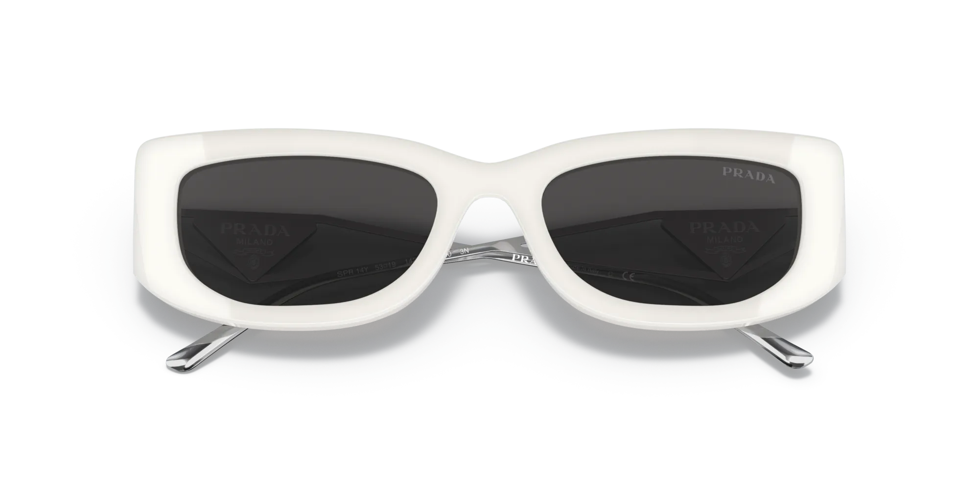 Prada PR 14YS 1425S0 Occhiali da sole Acetato Bianco Grigio Squadrata Normale - immagine 2