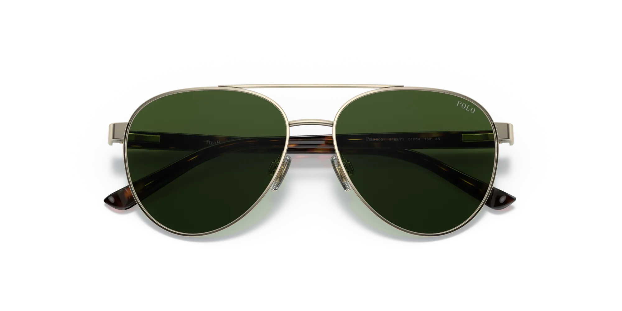 Polo Ralph Lauren PP9001 918971 Occhiali da sole Metallo Oro Verde Pilot Normale - immagine 2