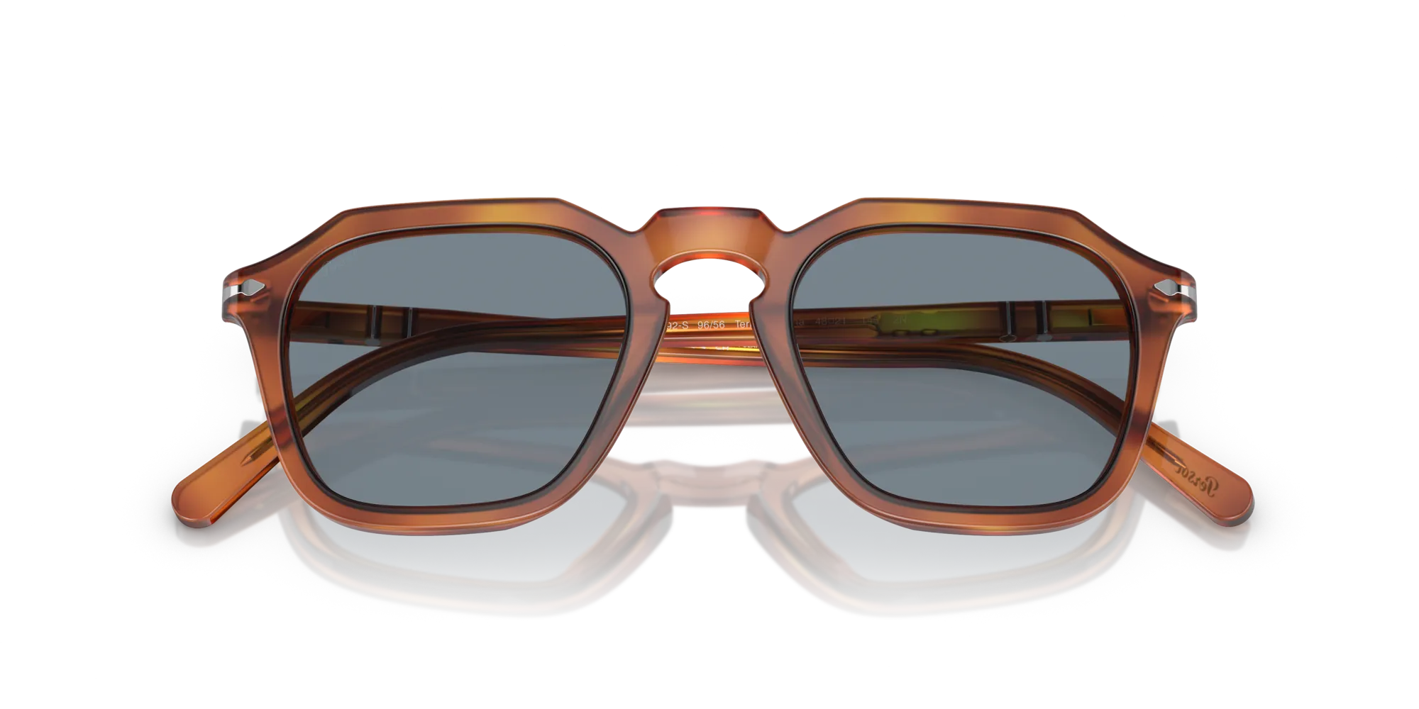 Persol PO3292S 96/56 Occhiali da sole Acetato Marrone Blu Squadrata Normale - immagine 2