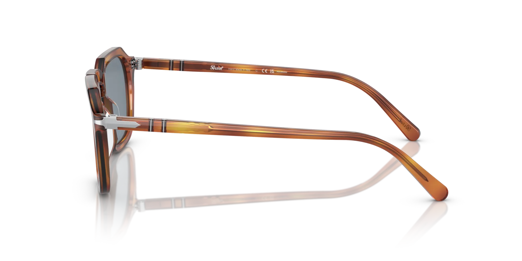 Persol PO3292S 96/56 Occhiali da sole Acetato Marrone Blu Squadrata Normale - immagine 4