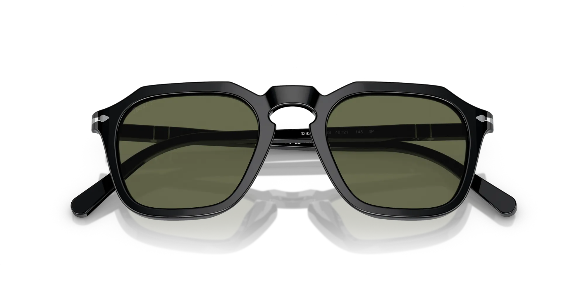 Persol PO3292S 95/58 Occhiali da sole Acetato Nero Verde Squadrata Polarizzata - immagine 2