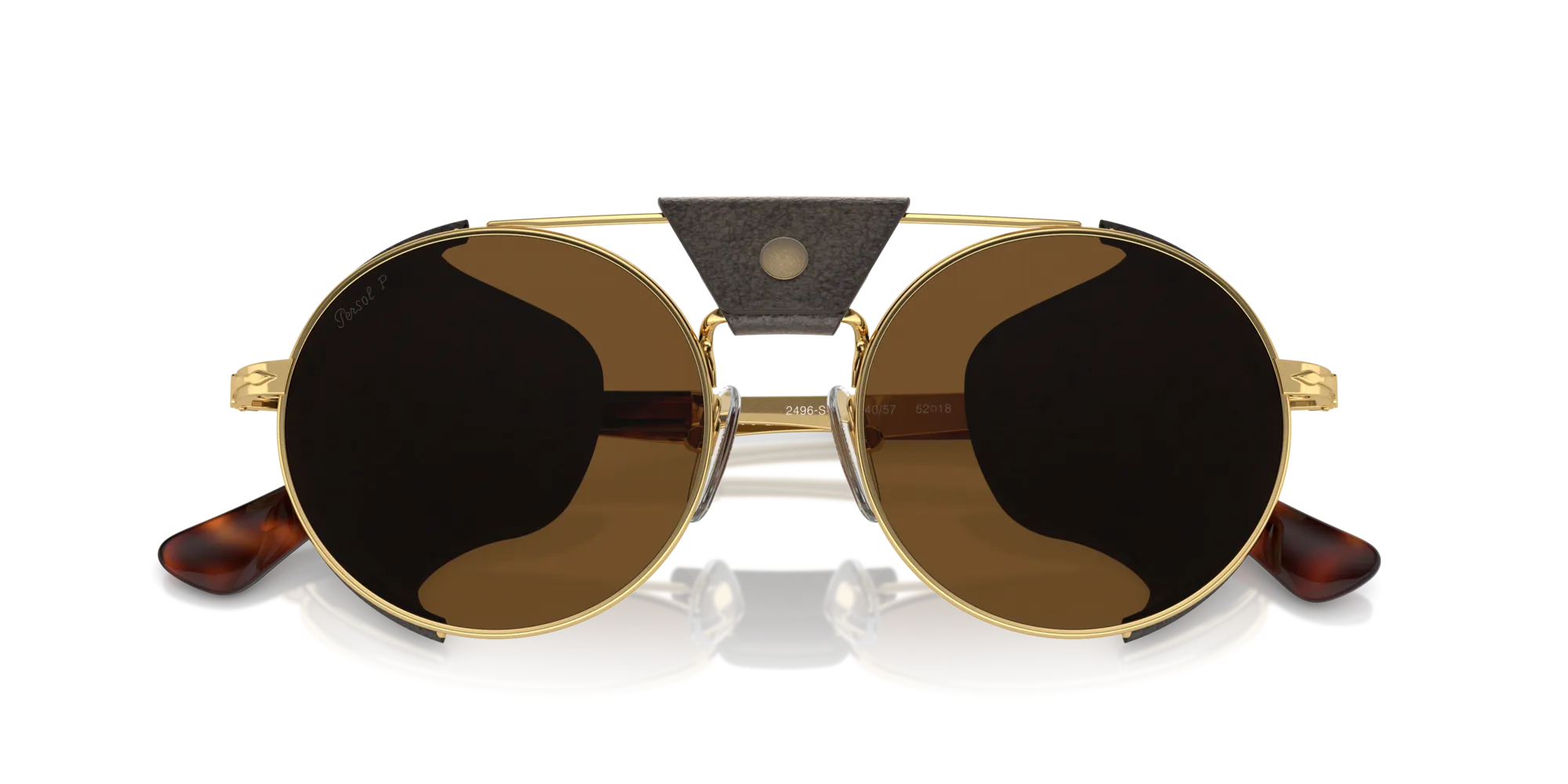Persol PO2496SZ 114057 Occhiali da sole Metallo Oro Marrone Rotonda Polarizzata - immagine 2
