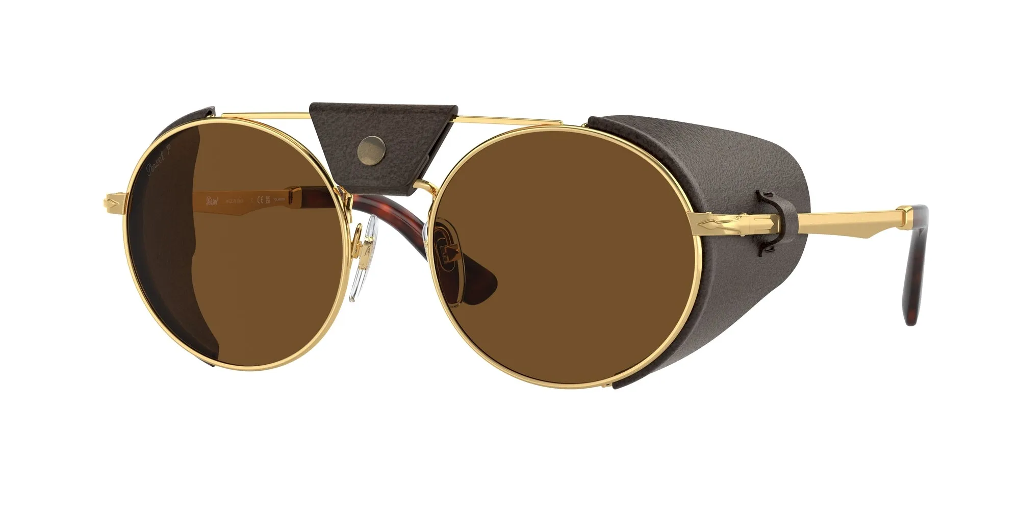 Persol PO2496SZ 114057 Occhiali da sole Metallo Oro Marrone Rotonda Polarizzata - immagine 1