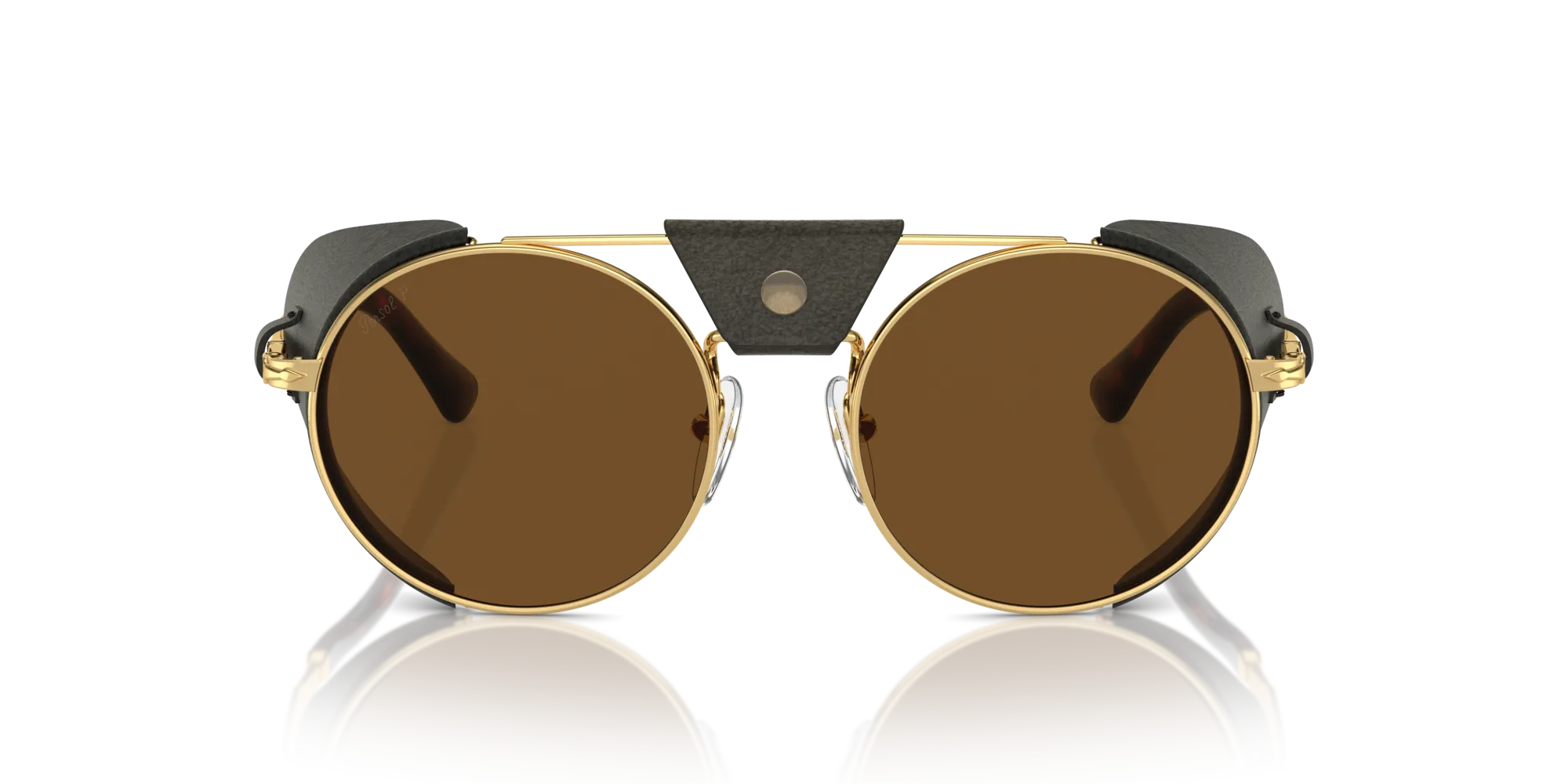 Persol PO2496SZ 114057 Occhiali da sole Metallo Oro Marrone Rotonda Polarizzata - immagine 3