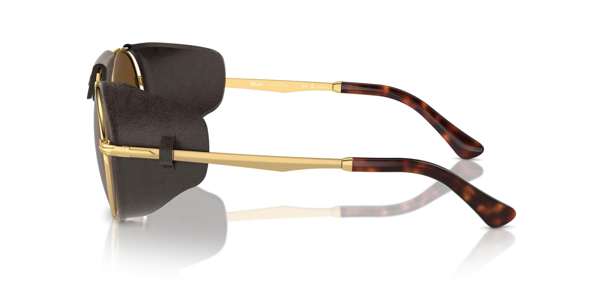 Persol PO2496SZ 114057 Occhiali da sole Metallo Oro Marrone Rotonda Polarizzata - immagine 4
