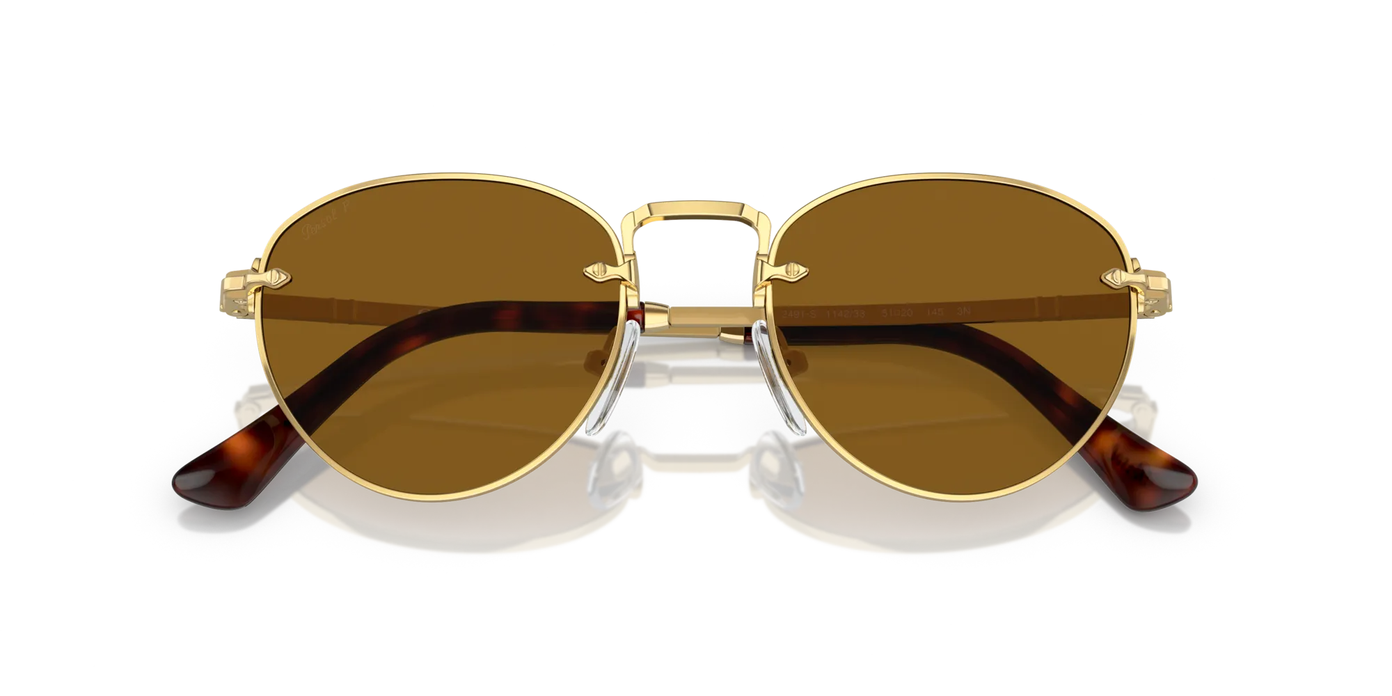 Persol PO2491S 114233 Occhiali da sole Plastica Oro Marrone Pantos Normale - immagine 2