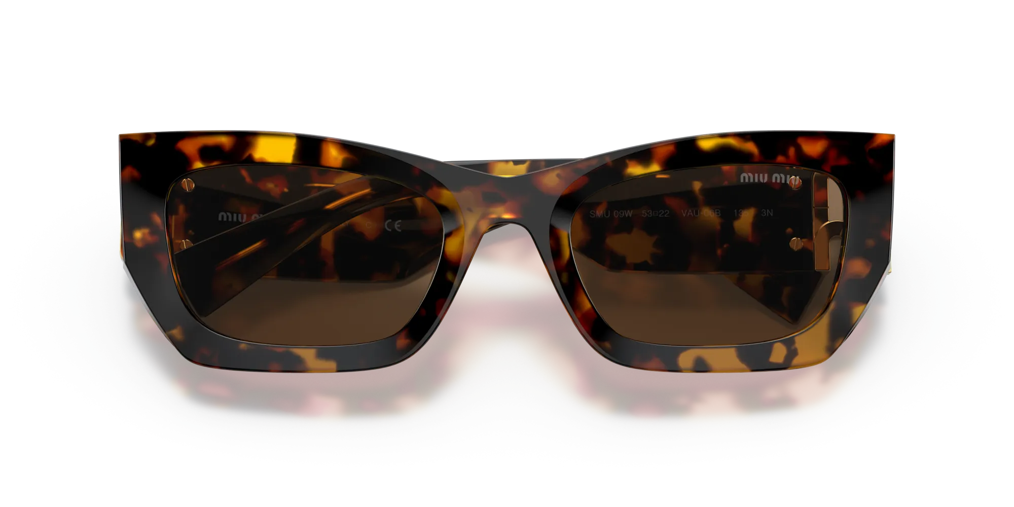 Miu Miu MU 09WS VAU06B Occhiali da sole Acetato Tartaruga Marrone Squadrata Normale - immagine 2
