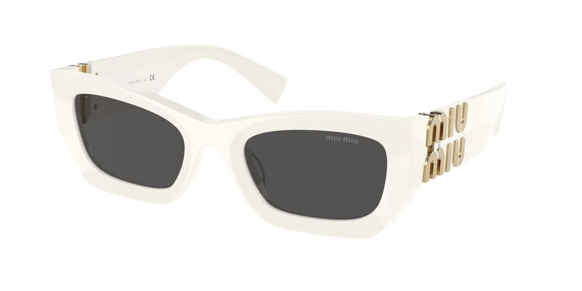Miu Miu MU 09WS 1425S0 Occhiali da sole Acetato Bianco Grigio Squadrata Normale - immagine 1