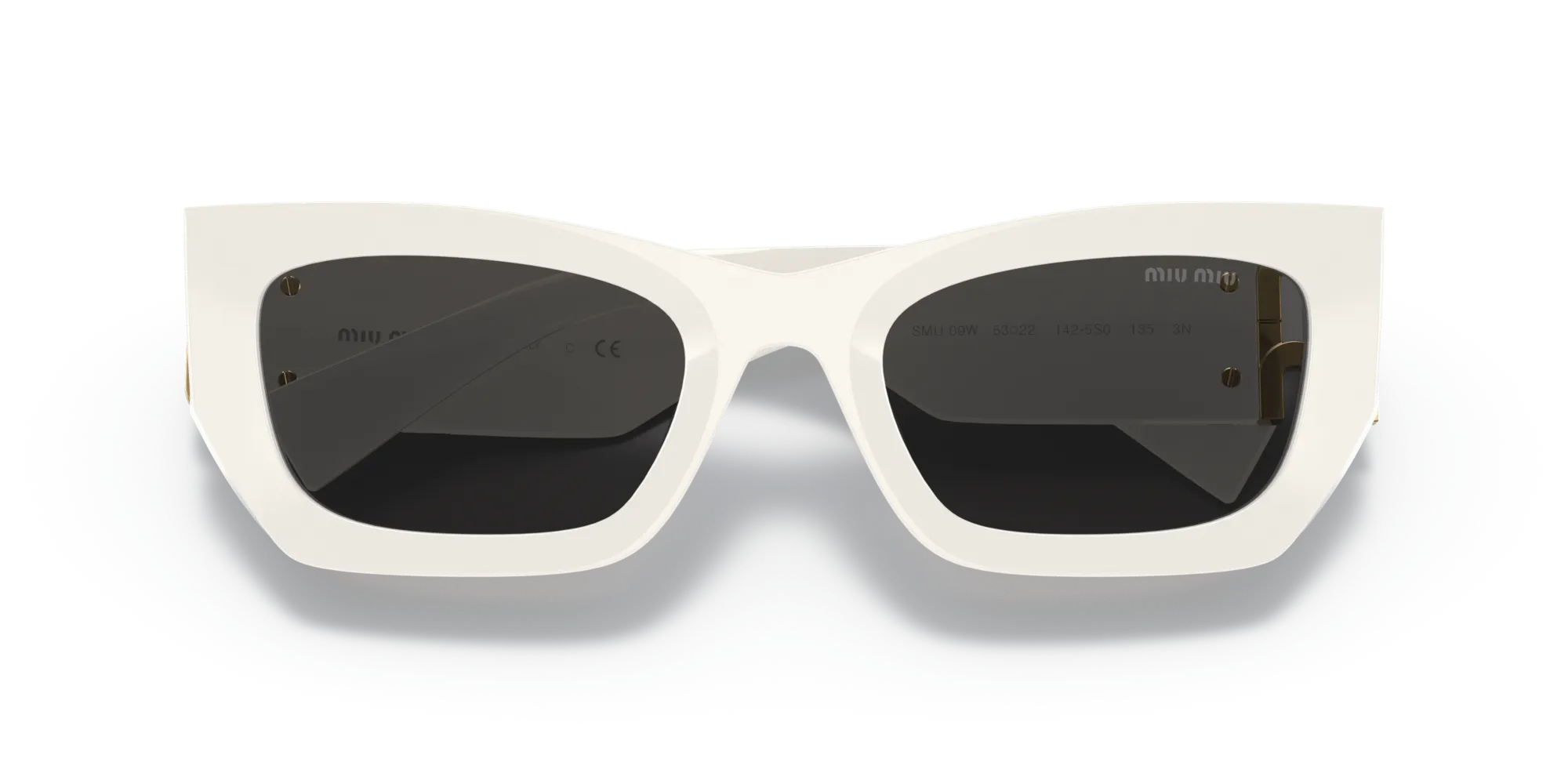Miu Miu MU 09WS 1425S0 Occhiali da sole Acetato Bianco Grigio Squadrata Normale - immagine 2