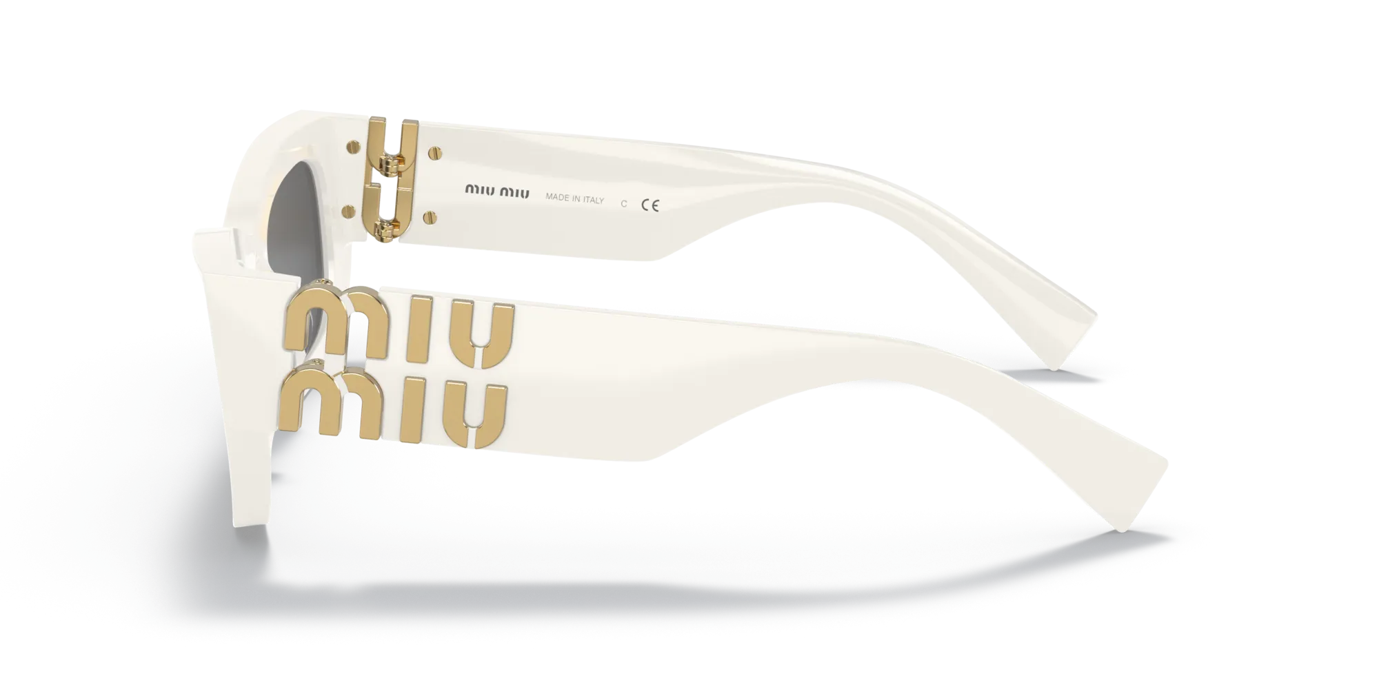 Miu Miu MU 09WS 1425S0 Occhiali da sole Acetato Bianco Grigio Squadrata Normale - immagine 4
