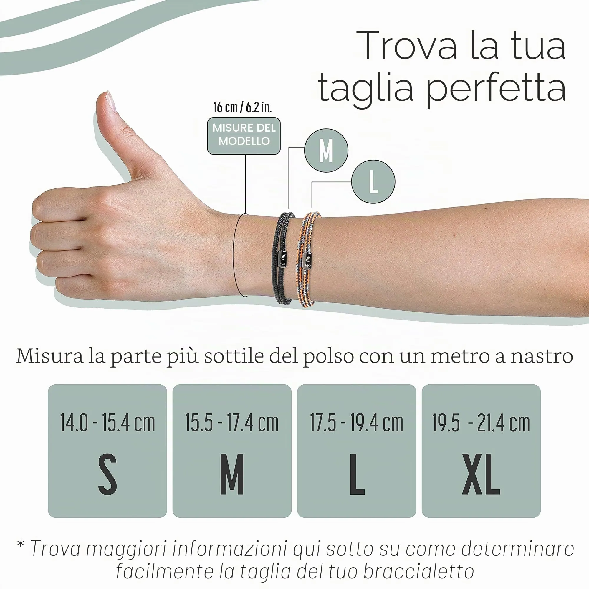 WIND PASSION - Bracciale Uomo Corda Sportivo Surfer Marinaio Lifestyle con Nautica Magnetica, Idea Regalo Donna Mare - immagine 3