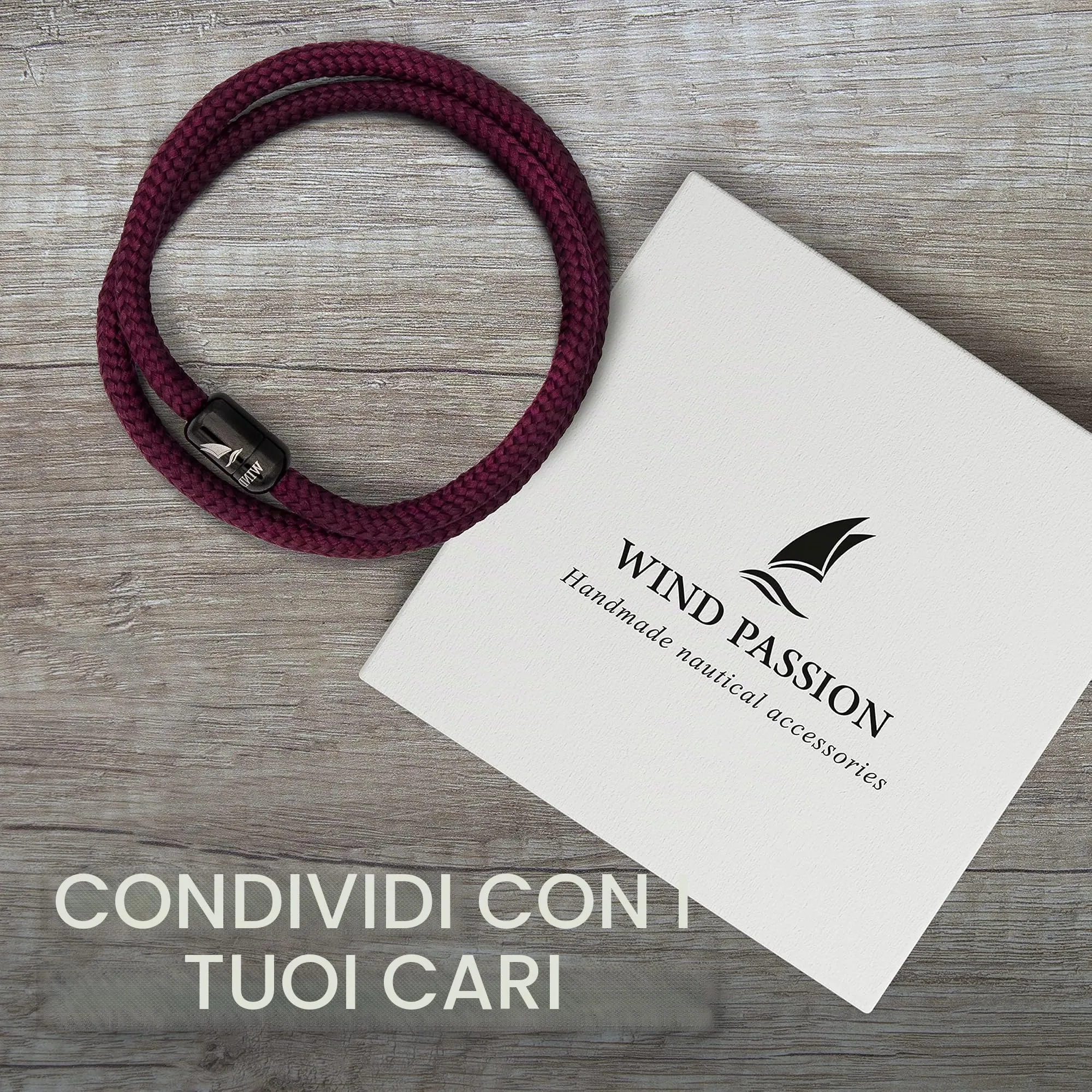 Wind Passion - Bracciale Uomo e Donna Sportivo Surfer Marinaio Lifestyle con Corda Nautica, Mare con Chiusura Magnetica, Elegante Idea Regalo per Amanti dello Stile Casual e Nautico - immagine 6