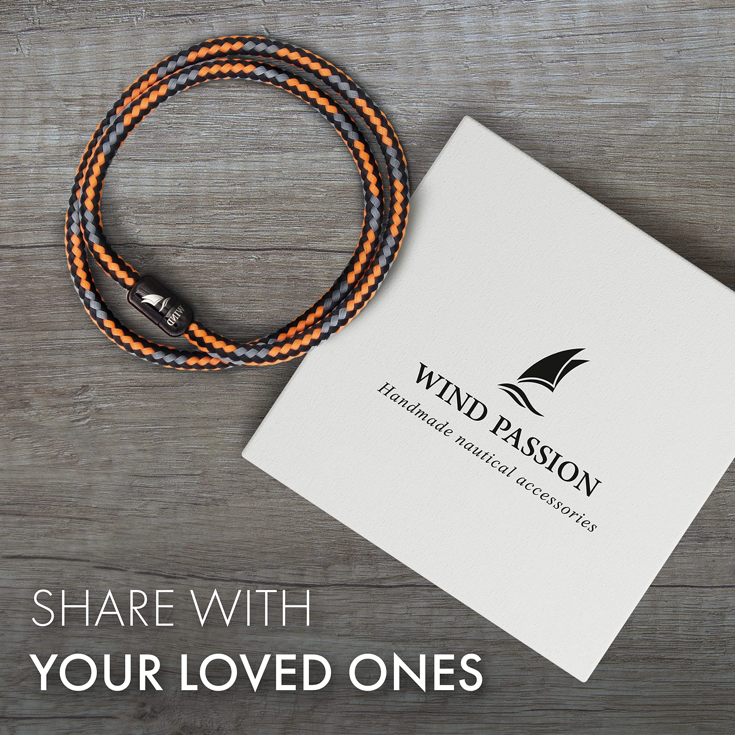 Wind Passion - Bracciale Uomo Corda Sportivo Surfer Marinaio Lifestyle con Nautica Magnetica Mare Idea Regalo Donna - immagine 4