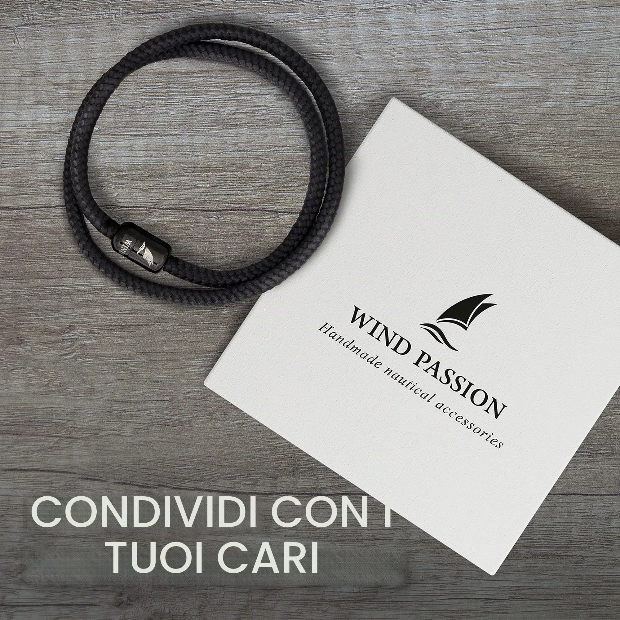 Wind Passion - Bracciale Uomo Corda Sportivo Surfer Marinaio Lifestyle con Nautica Magnetica Idea Regalo Donna Mare - immagine 6
