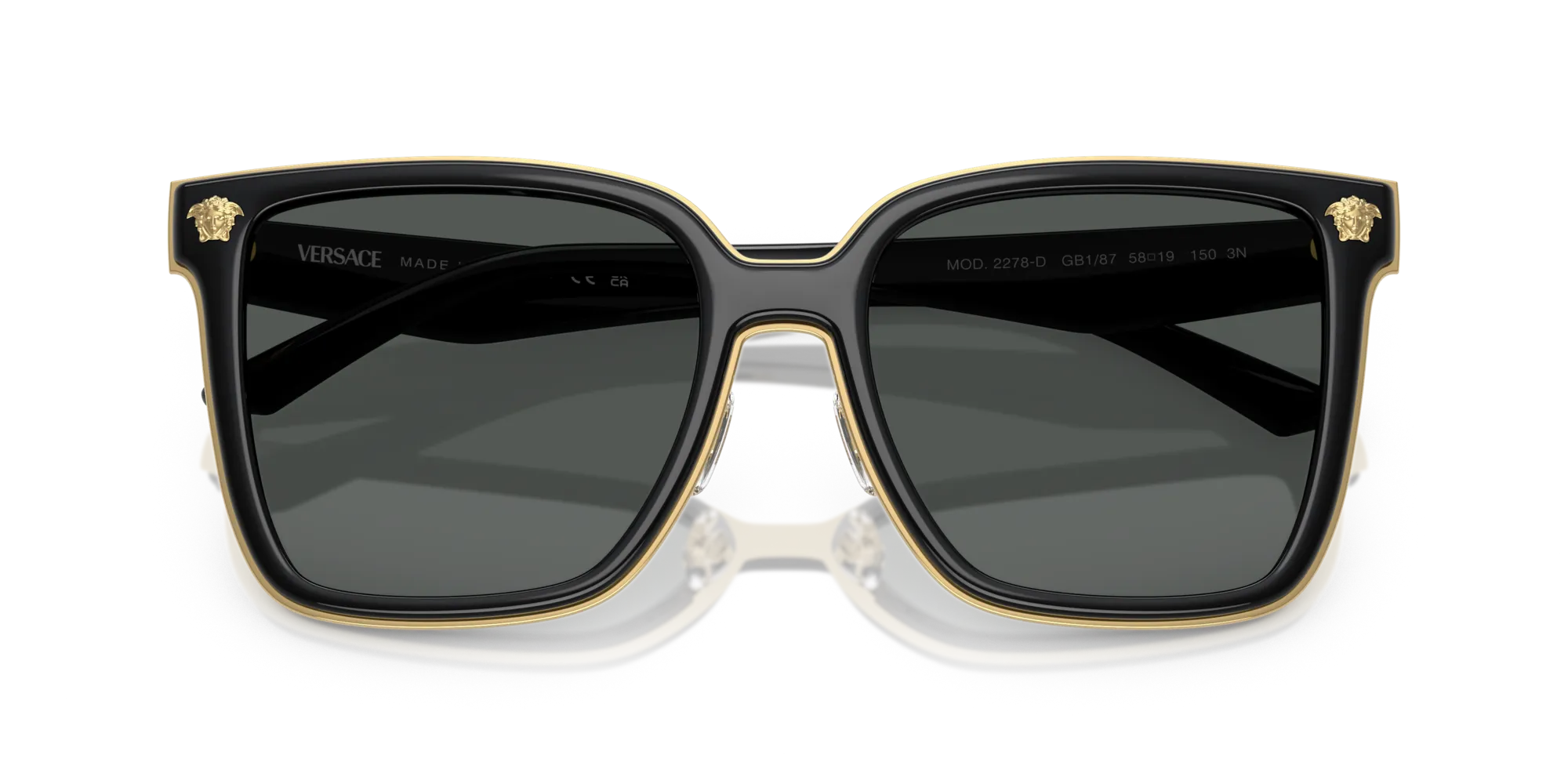 Versace VE2278D GB1/87 Occhiali da sole Metallo Nero Grigio Farfalla Normale - immagine 2