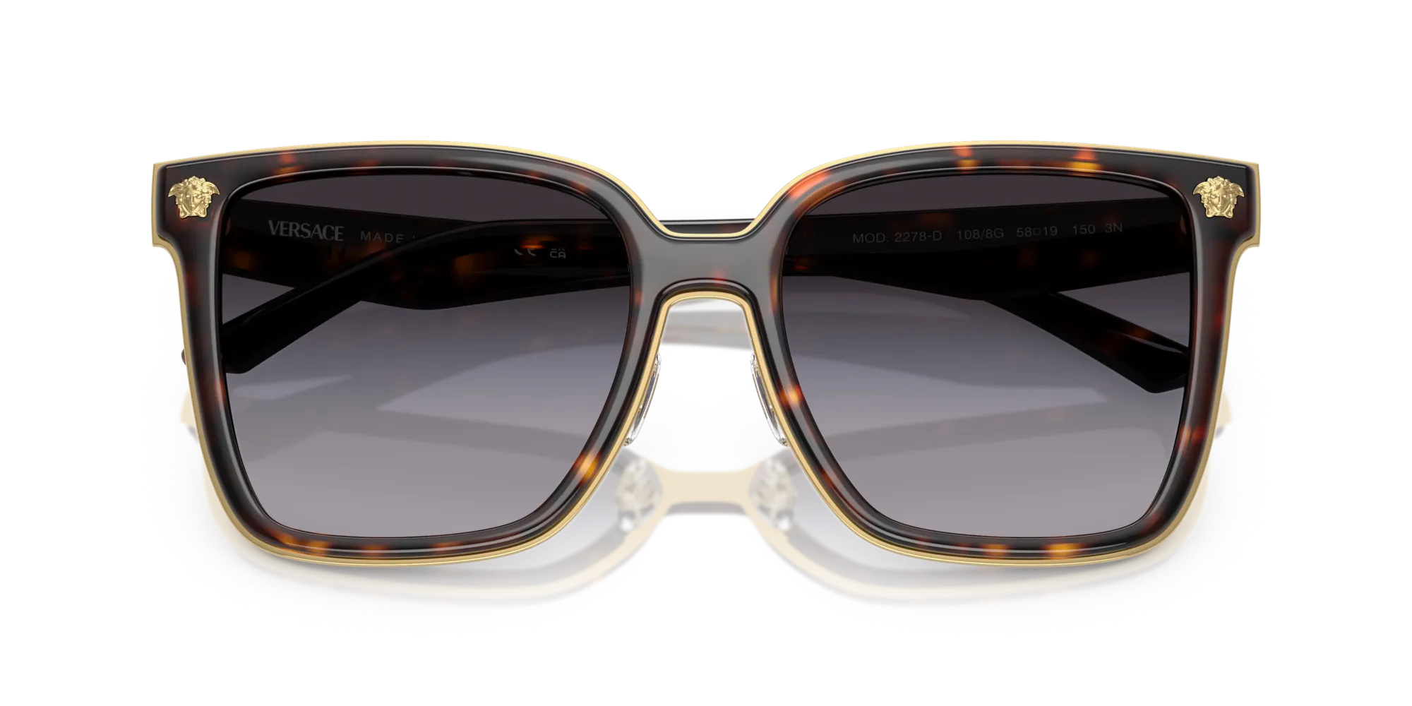 Versace VE2278D 108/8G Occhiali da sole Metallo Tartaruga Grigio Farfalla Normale Sfumato - immagine 2