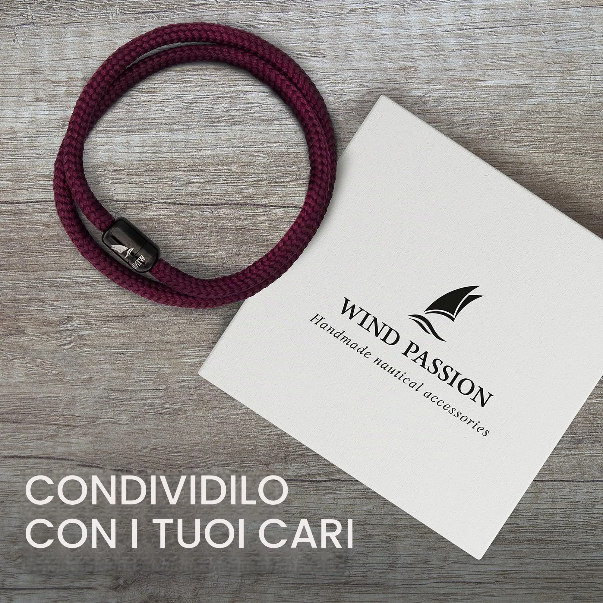 Wind Passion - Bracciale Uomo Corda Sportivo Surfer Marinaio Lifestyle con Nautica per Donna Mare con Chiusura Magnetica Idea Regalo - immagine 6