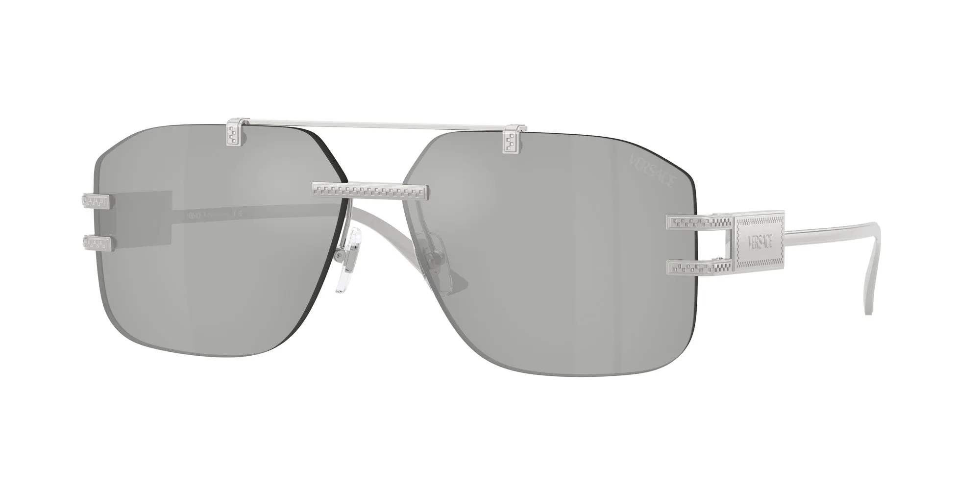 Versace VE2275 10008V Occhiali da sole Metallo Argento Argento Squadrata Specchiate - immagine 1