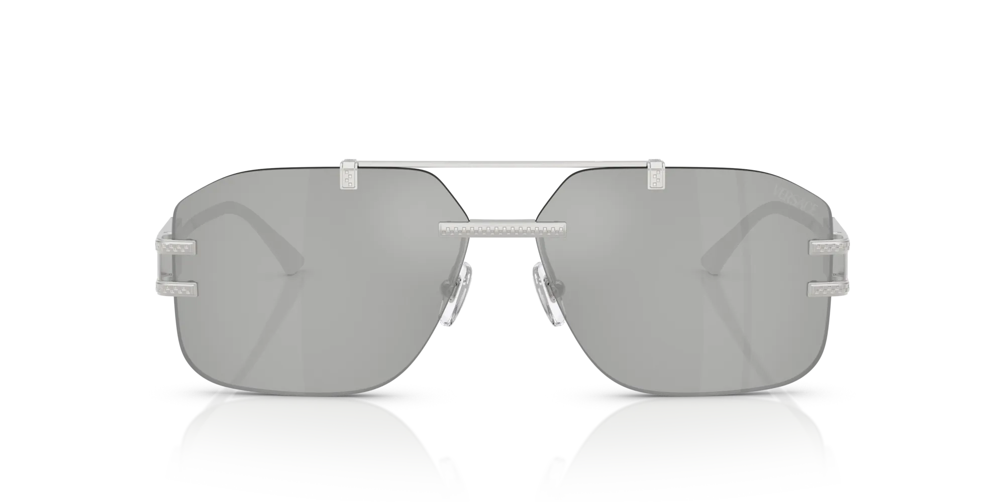 Versace VE2275 10008V Occhiali da sole Metallo Argento Argento Squadrata Specchiate - immagine 3