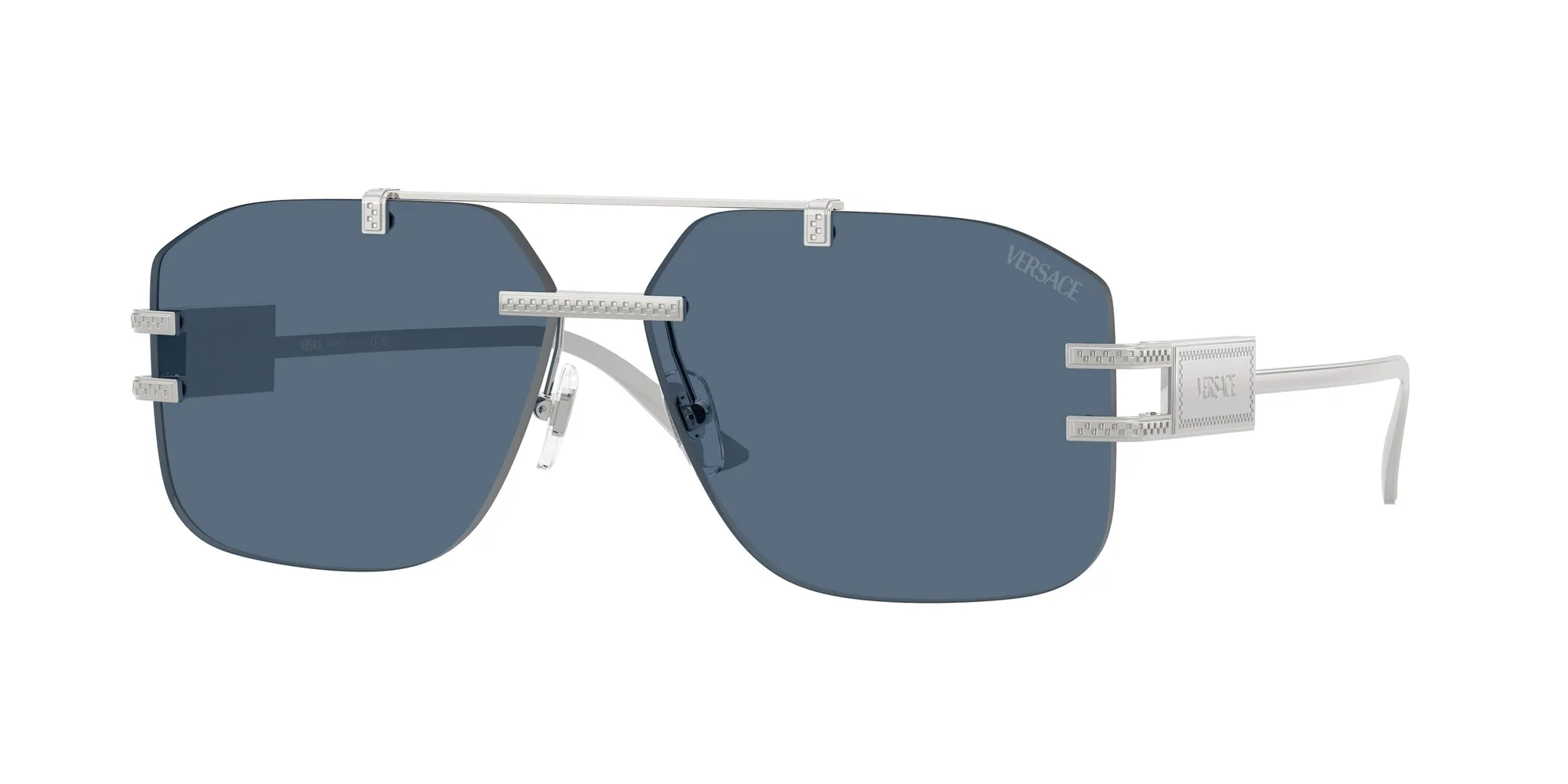 Versace VE2275 100080 Occhiali da sole Metallo Argento Blu Squadrata Normale - immagine 1