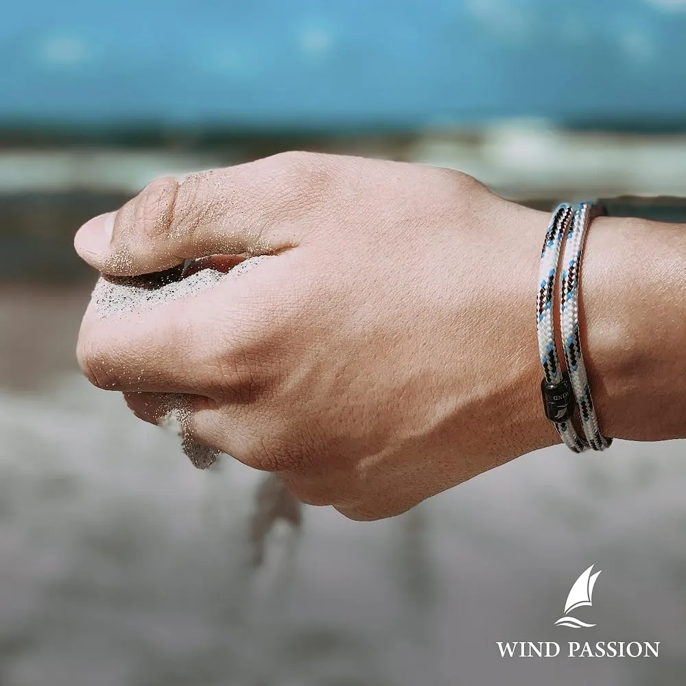 Wind Passion - Bracciale Sportivo Uomo Marinaio Surfer Lifestyle con Corda Nautica e Chiusura Magnetica | Accessorio Unisex Elegante Idea Regalo per Donna e Uomo Perfetto per il Mare - immagine 7