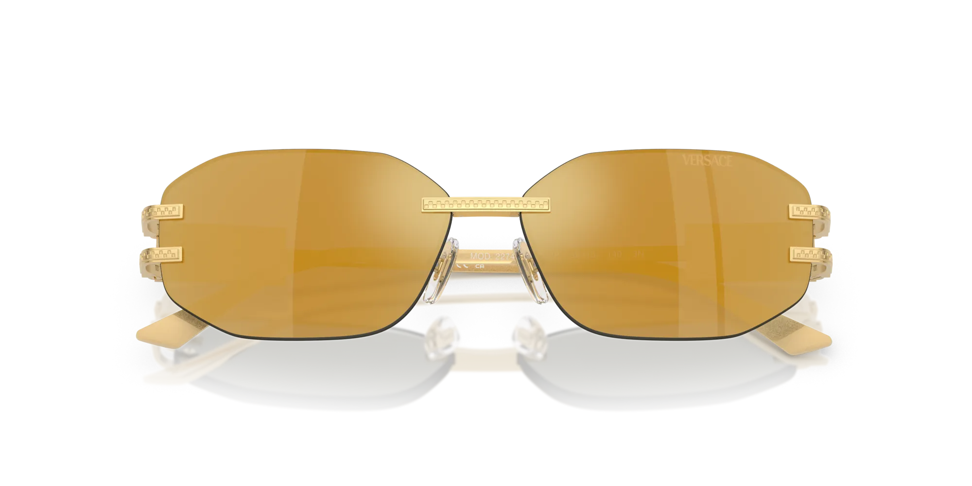 Versace VE2274 10027P Occhiali da sole Metallo Oro Marrone Geometrica Specchiate - immagine 2