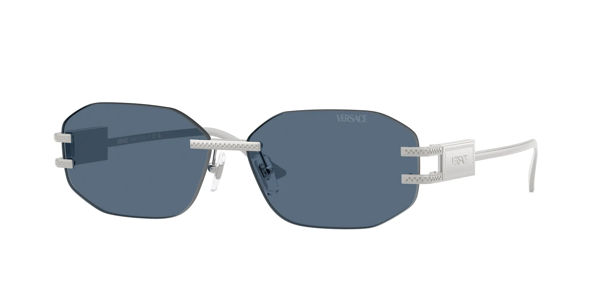 Versace VE2274 100080 Occhiali da sole Metallo Argento Blu Geometrica Normale - immagine 1