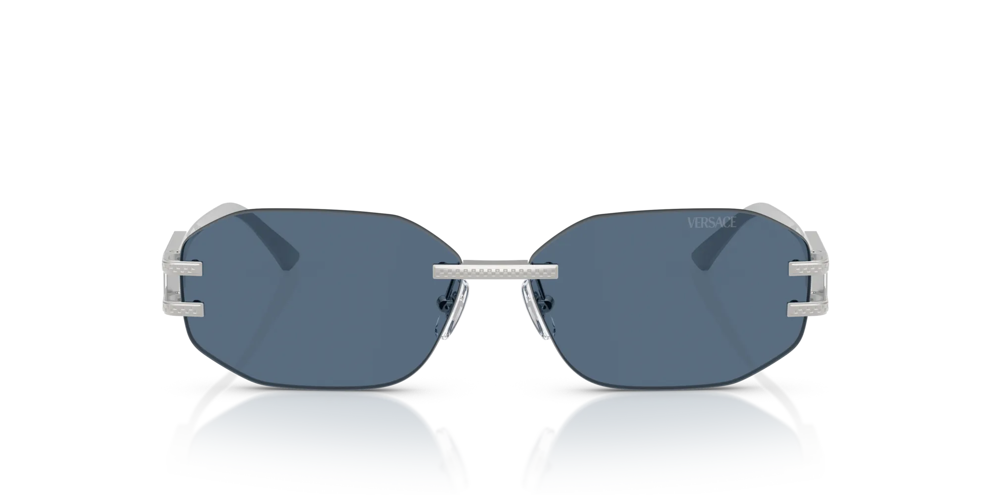 Versace VE2274 100080 Occhiali da sole Metallo Argento Blu Geometrica Normale - immagine 3