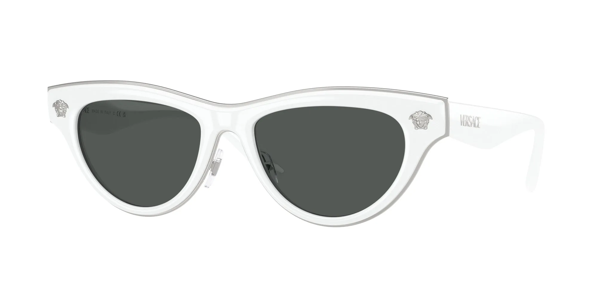 Versace VE2273 314/87 Occhiali da sole Metallo Bianco Grigio Cat Eye Normale - immagine 1