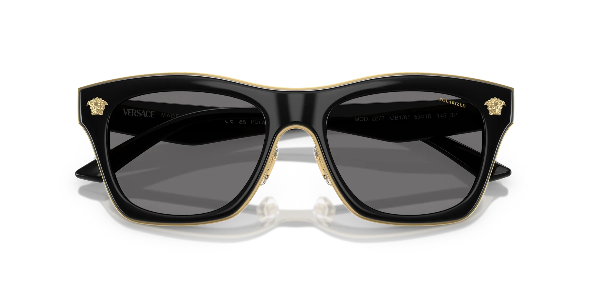Versace VE2272 GB1/81 Occhiali da sole Metallo Nero Grigio Squadrata Polarizzata - immagine 2