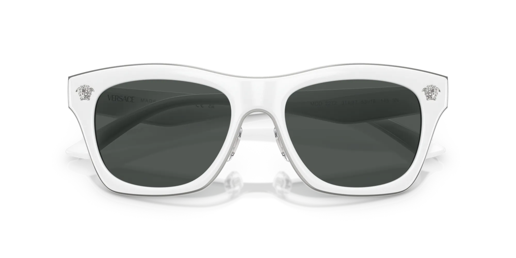 Versace VE2272 314/87 Occhiali da sole Metallo Bianco Grigio Squadrata Normale - immagine 2