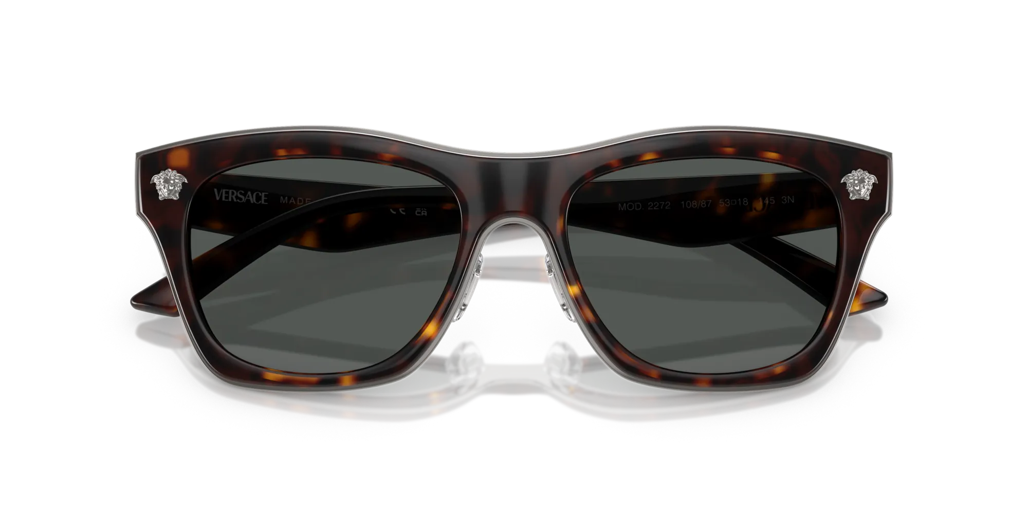 Versace VE2272 108/87 Occhiali da sole Metallo Tartaruga Grigio Squadrata Normale - immagine 2