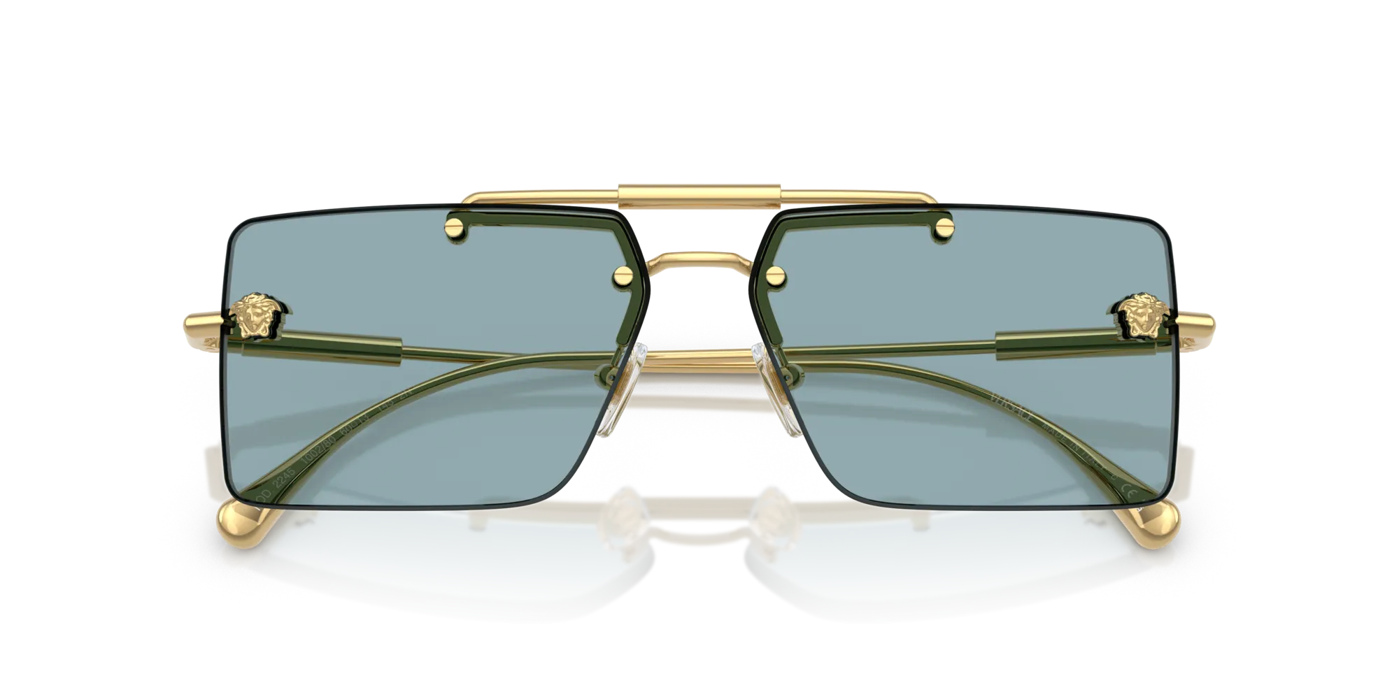 Versace VE2245 100280 Occhiali da sole Metallo Oro Blu Squadrata Normale - immagine 2