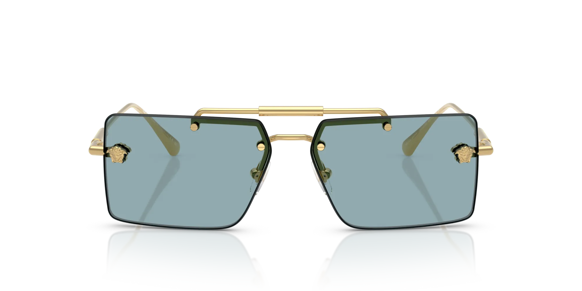 Versace VE2245 100280 Occhiali da sole Metallo Oro Blu Squadrata Normale - immagine 3