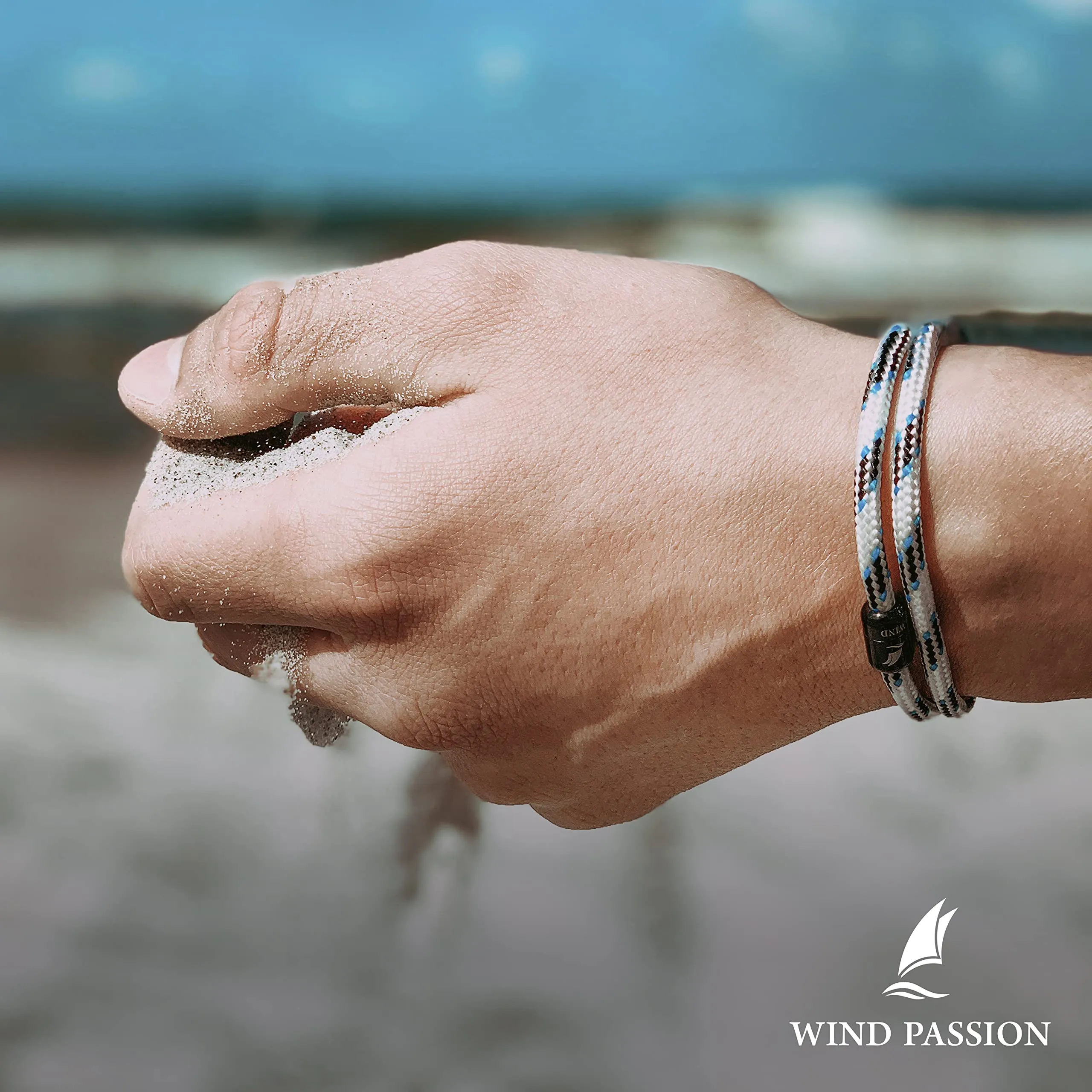 Wind Passion - Bracciale Uomo Corda Sportivo Surfer Marinaio Lifestyle con Nautica Magnetica | Gioiello Donna Idea Regalo Mare - immagine 2