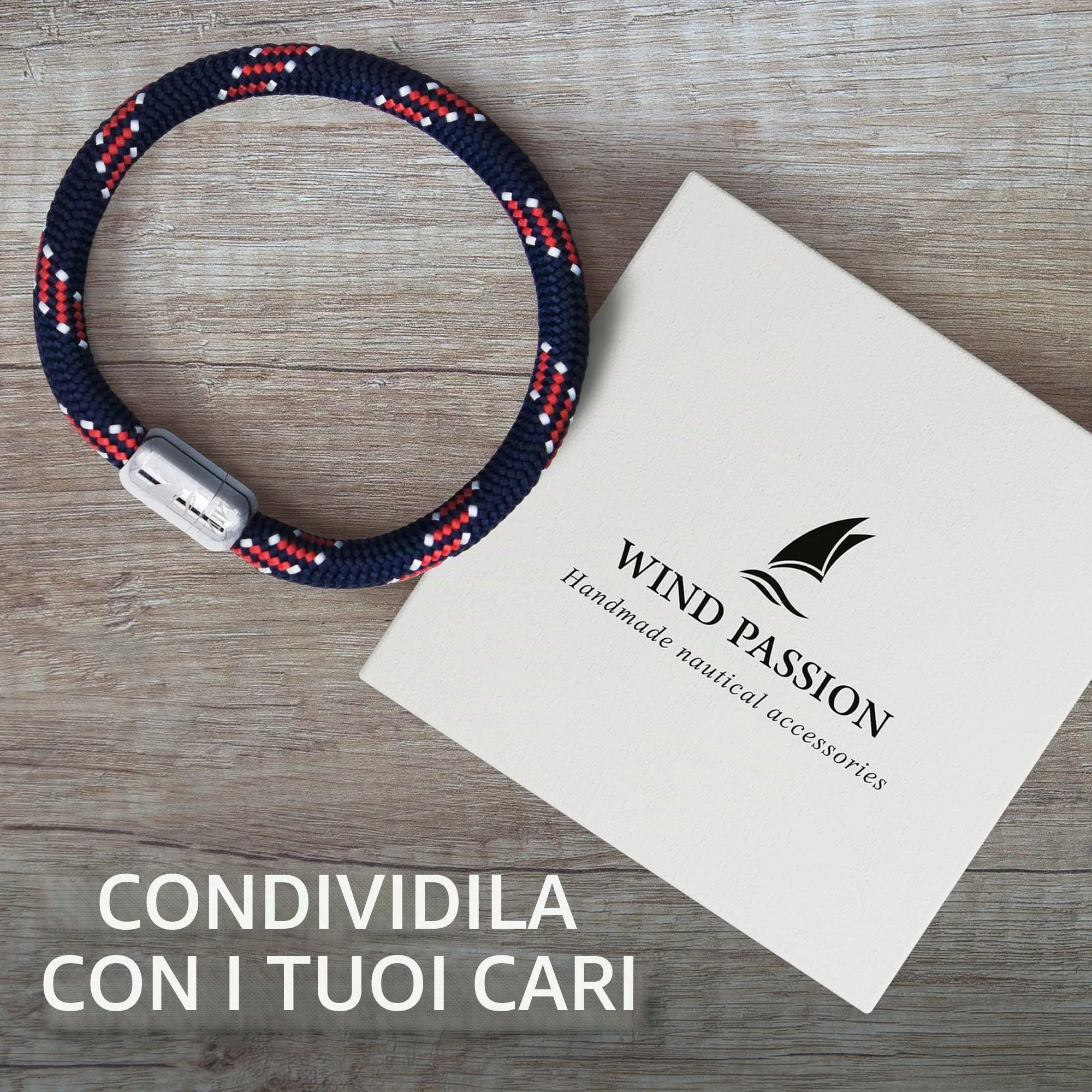 Wind Passion - Bracciale Uomo Corda Sportivo Surfer Marinaio Lifestyle con Corda Nautica e Donna mare Idea Regalo con Chiusura Magnetica - immagine 6