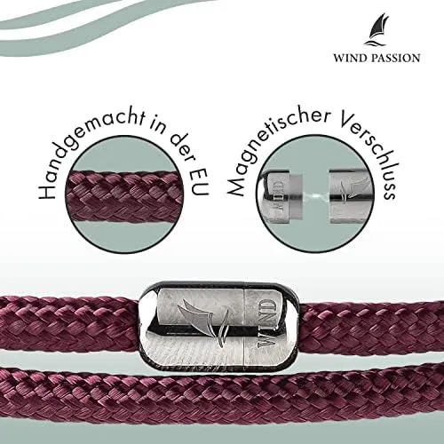 Wind Passion - Bracciale Sportivo Surfer Marinaio Lifestyle con Corda Nautica Magnetica, Idea Regalo Uomo Donna Mare Accessorio Elegante e Versatile per Ogni Occasione Estiva e Casual - immagine 2