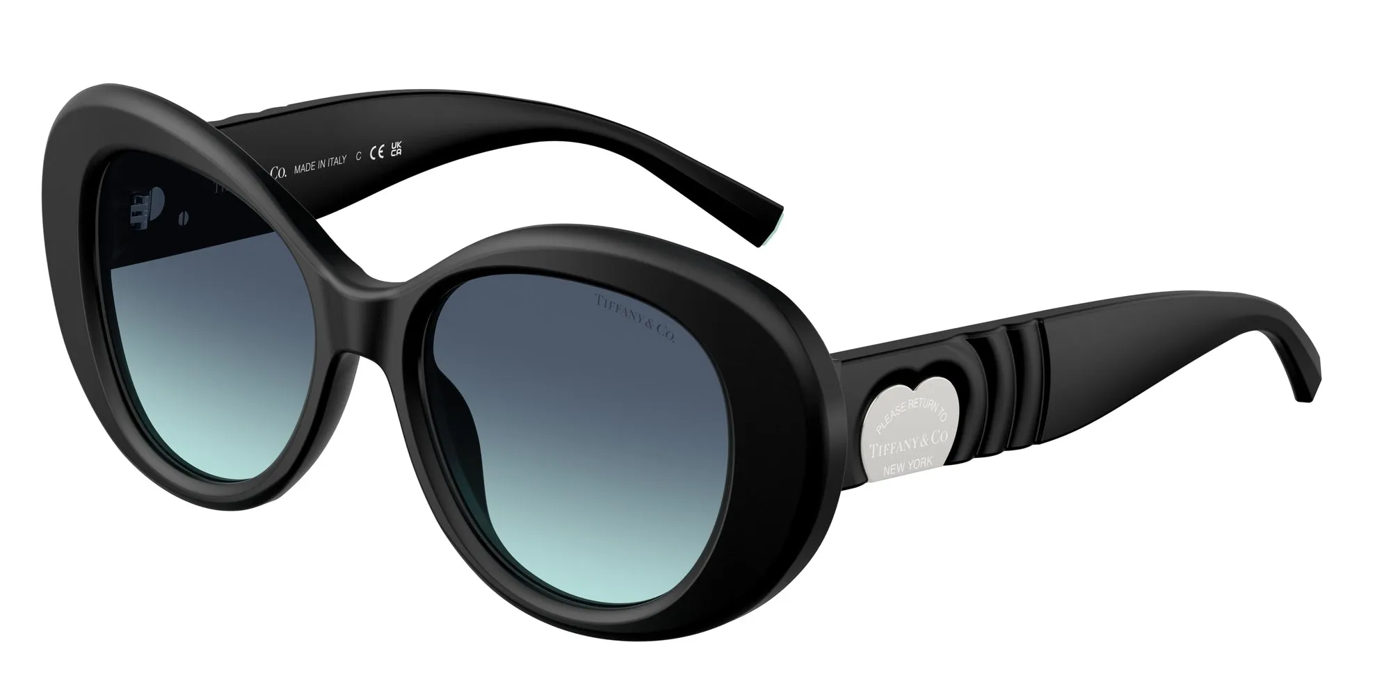 Tiffany TF4228 84259S Occhiali da sole Acetato Nero Blu Rotonda Normale Sfumato - immagine 1