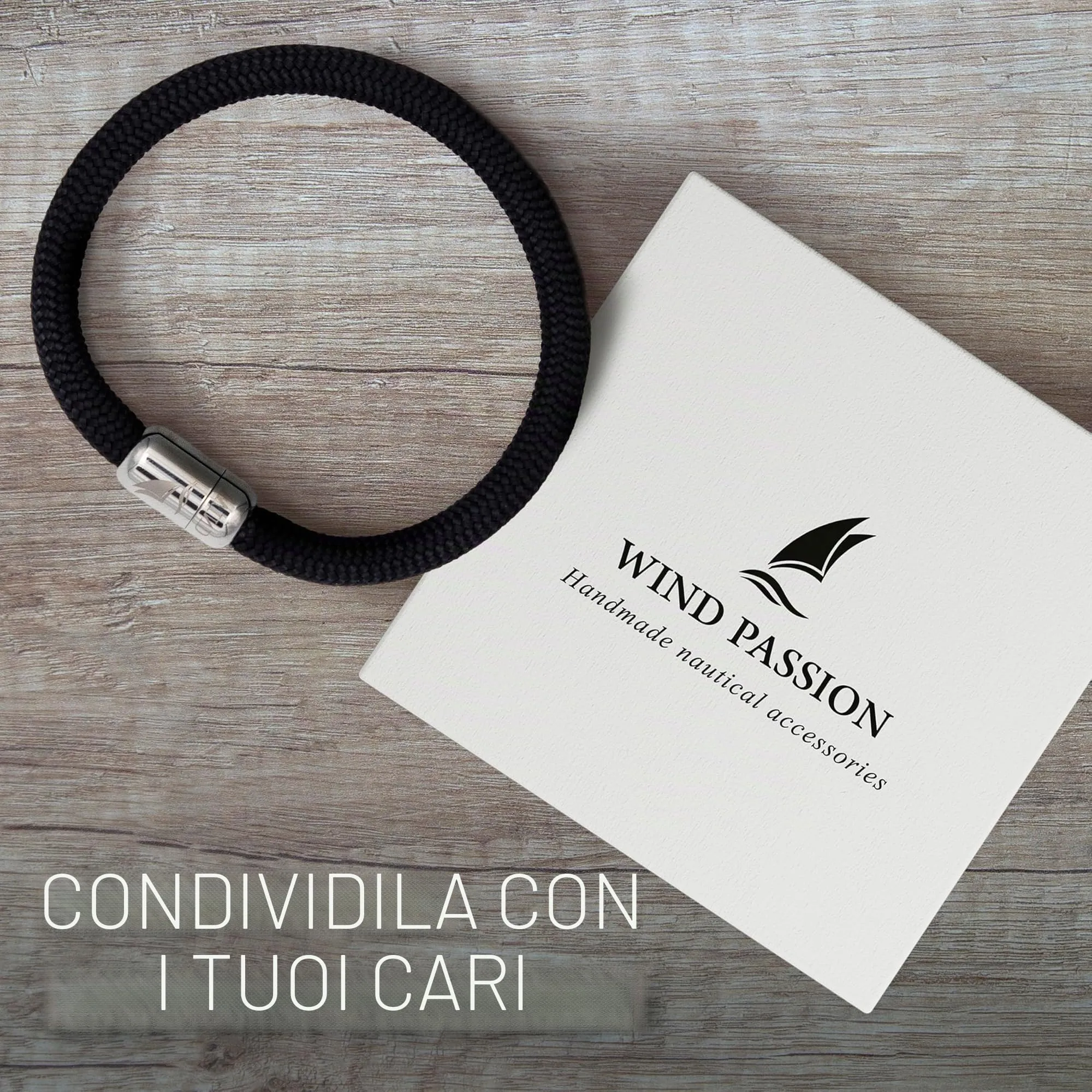 Wind Passion Bracciale Uomo Corda Sportivo Surfer Marinaio Lifestyle con Nautica Magnetica Donna Mare Idea Regalo - immagine 6