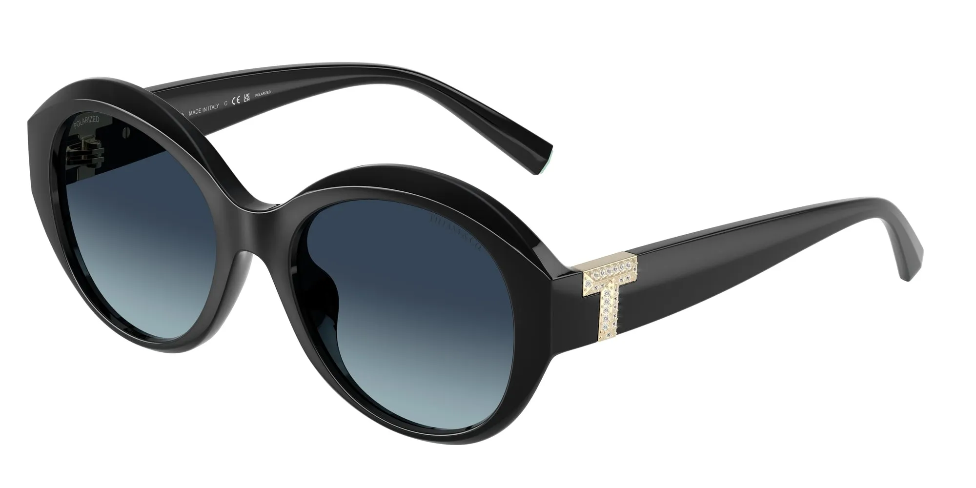 Tiffany TF4227BU 80014U Occhiali da sole Iniettato Nero Blu Rotonda Polarizzata Sfumato - immagine 1