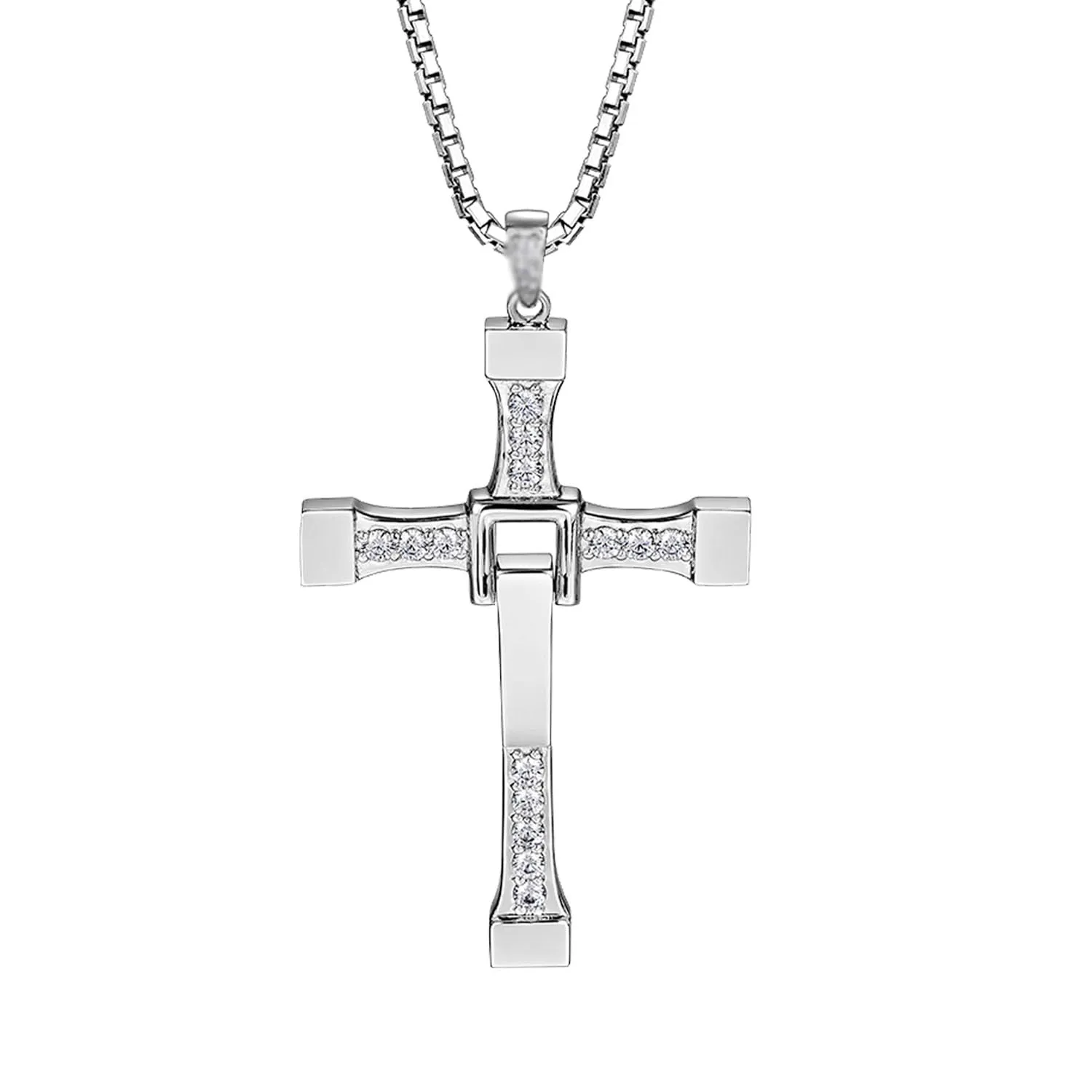 HJYZY 11pz Collana con Croce di Cristallo Argento Fast & Furious Adesivi Set Gioielli Dominic Toretto - immagine 1