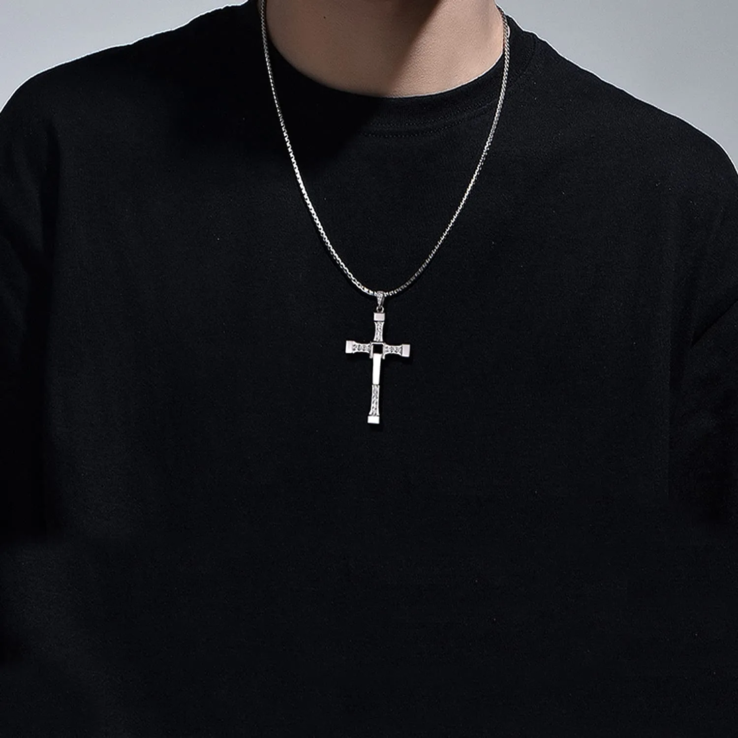 HJYZY 11pz Collana con Croce di Cristallo Argento Fast & Furious Adesivi Set Gioielli Dominic Toretto - immagine 3