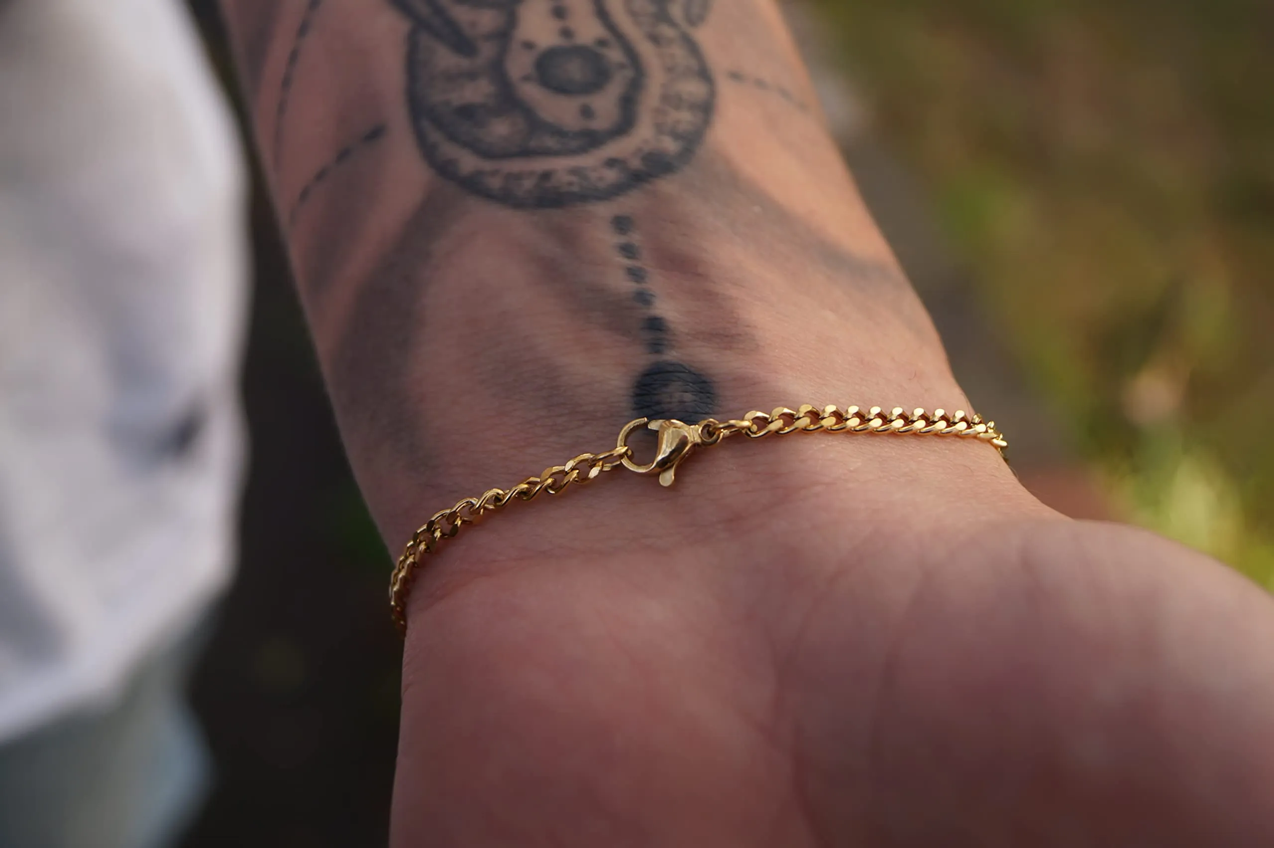 Made by Nami Bracciale Uomo Acciaio Inossidabile Catena Cuban Link Oro Argento 18-22cm - immagine 3
