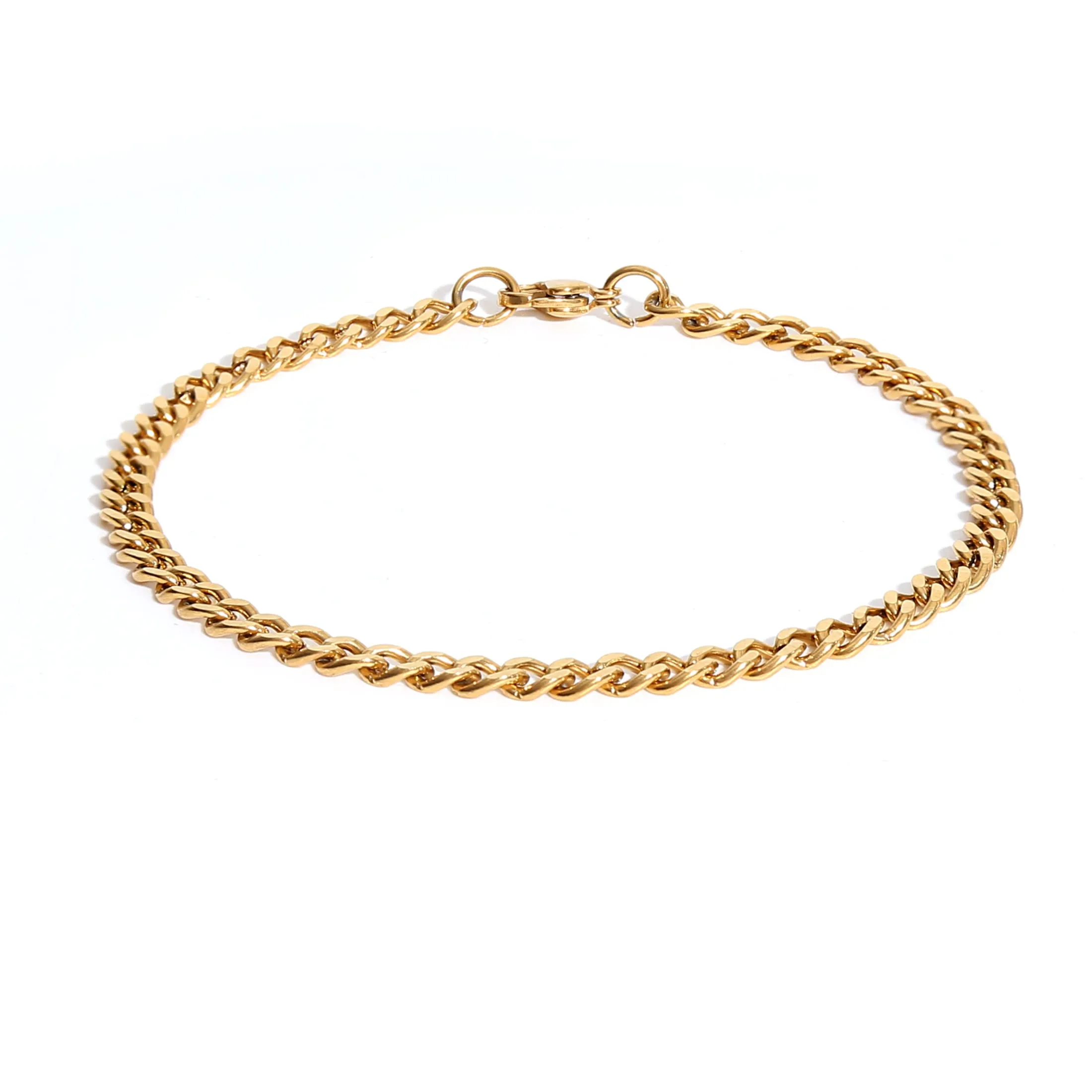 Made by Nami Bracciale Uomo Acciaio Inossidabile Oro Cuban Link 4mm 21cm - immagine 1